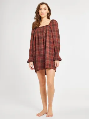 ContrastStitching Casual Essential Gabriette Dress in Fireside Plaid