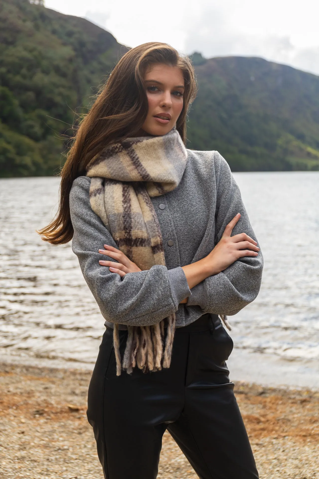 Holiday Trip Abigail Grey Cropped Bomber