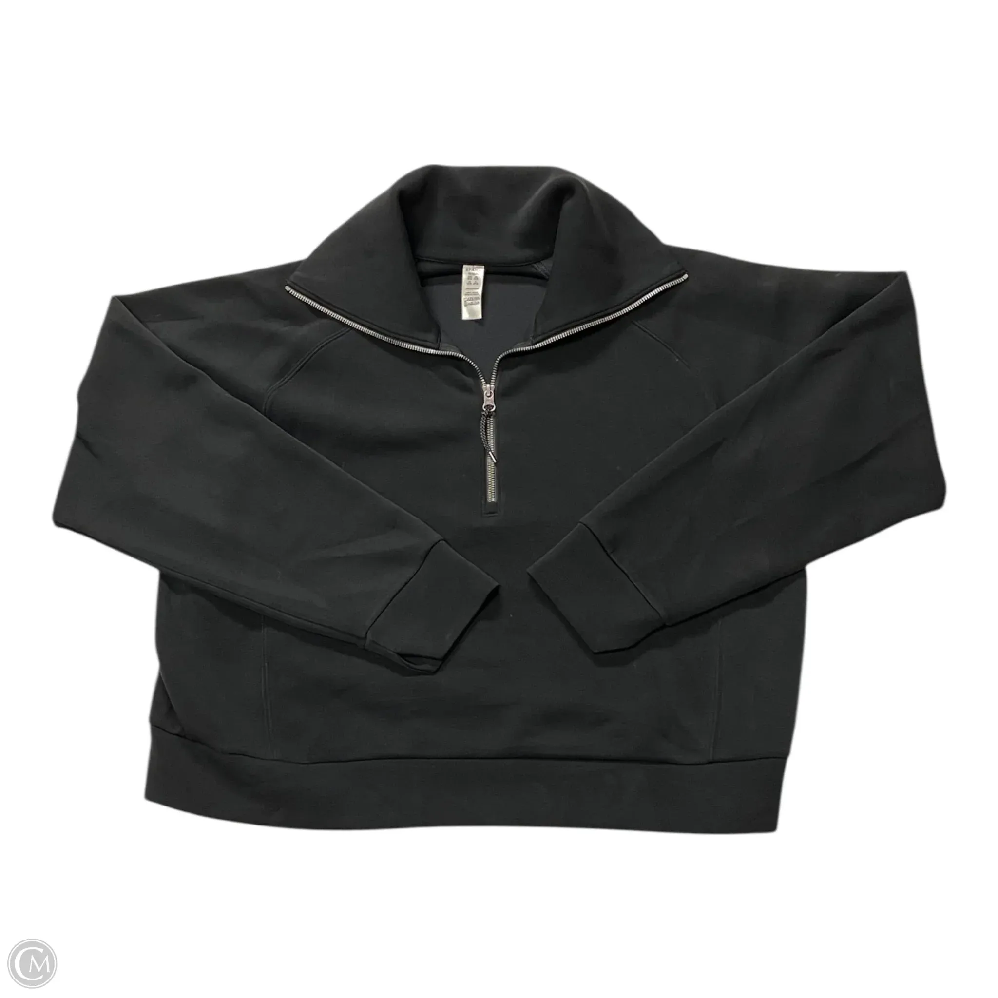 Athletic Top Long Sleeve Collar By Spanx In Black, Size: 1x Flexible Cuffs Basic Tee