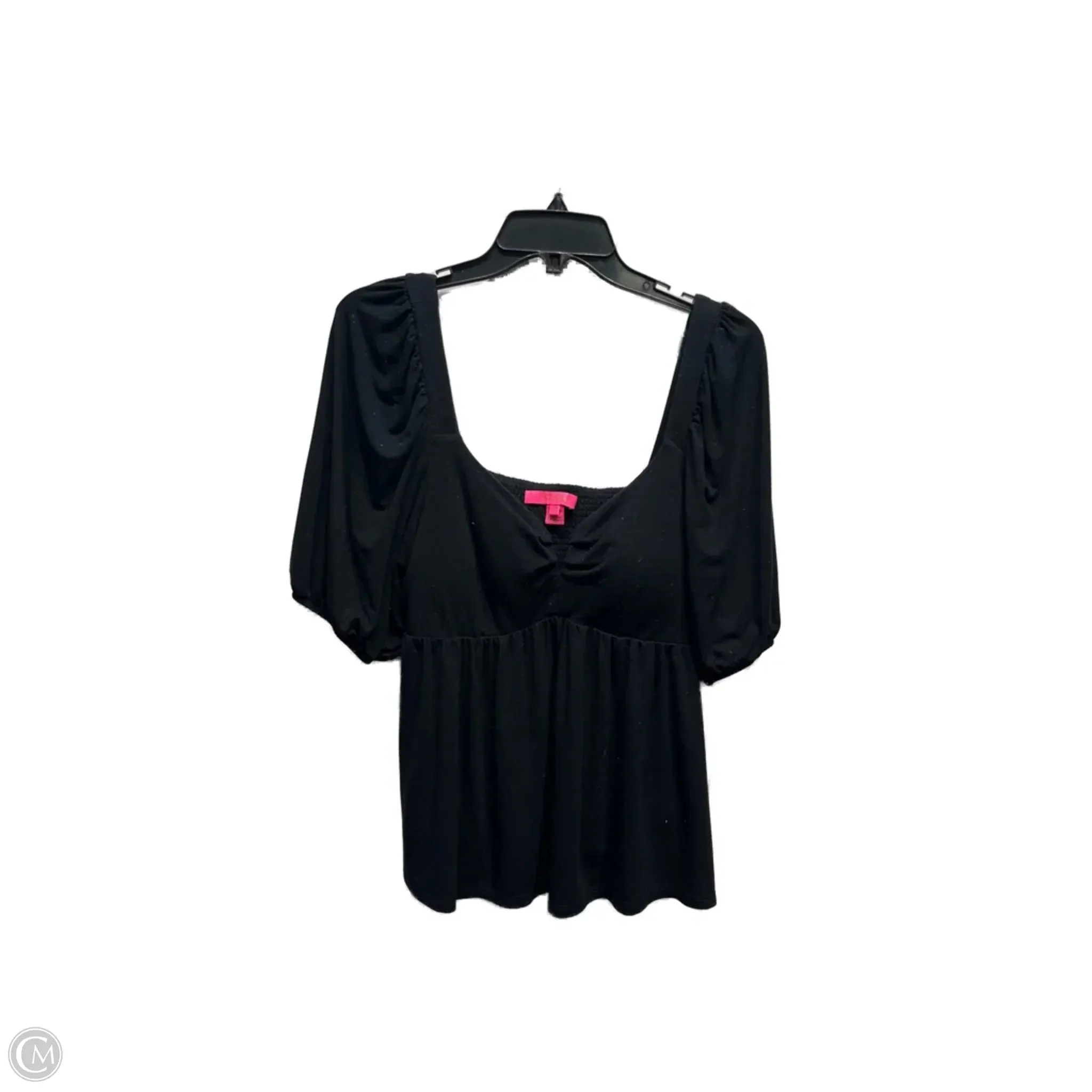 No-Shrink Fabric Weekend Comfort Wear Top Short Sleeve Designer By Lilly Pulitzer In Black, Size: M