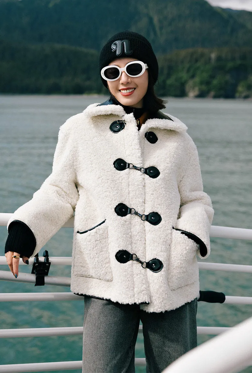 Marron Reversible Jacket - Faux Teddy Fur & Leather Fashion Forward Waterproof Shell