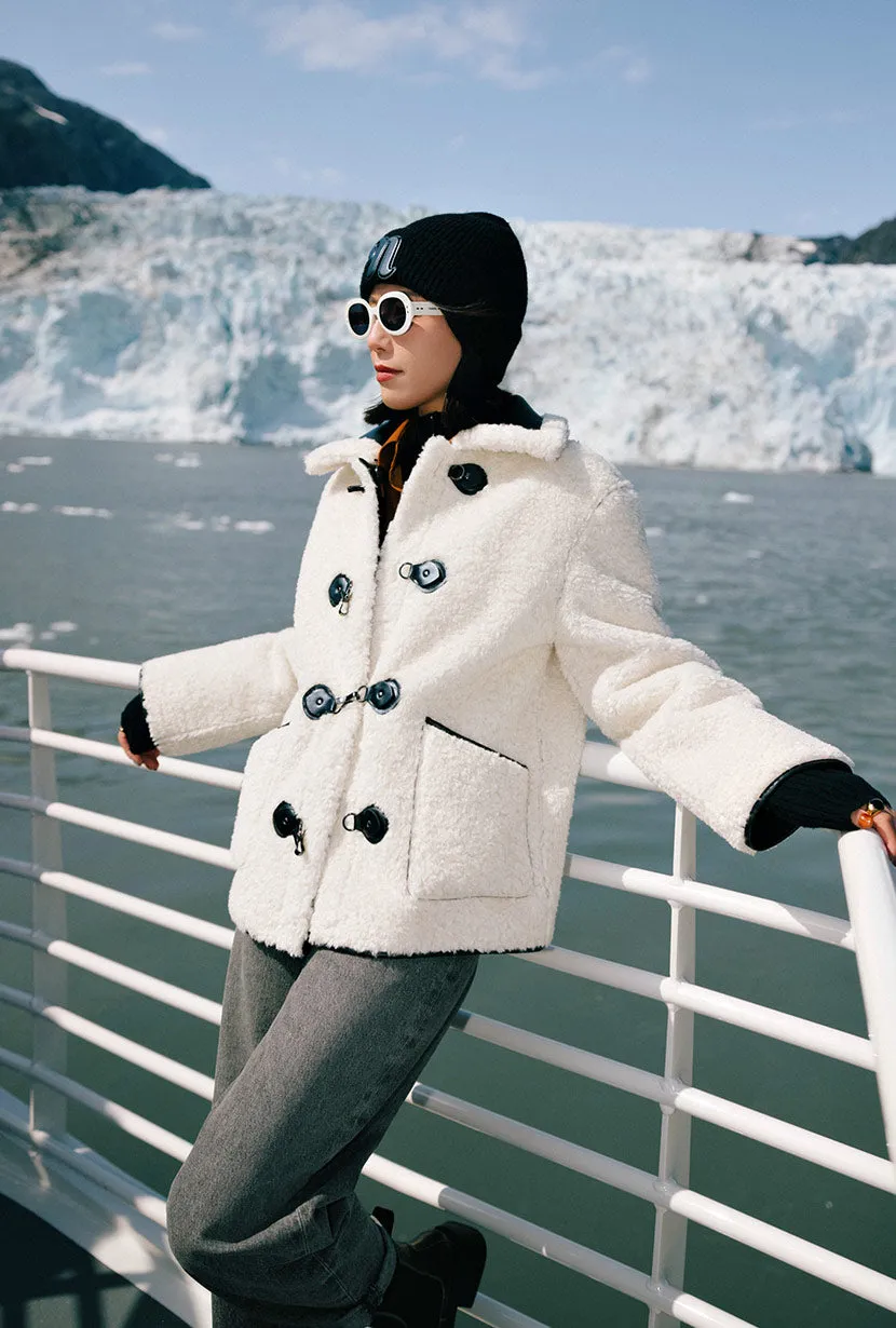 Recycled Material Blend Athletic Tailored Fit Marron Reversible Jacket - Faux Teddy Fur & Leather
