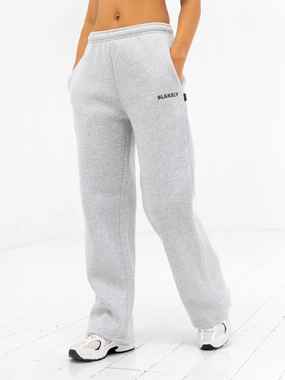 Cropped hem Amelie Wide Leg Sweatpants - Marl Grey