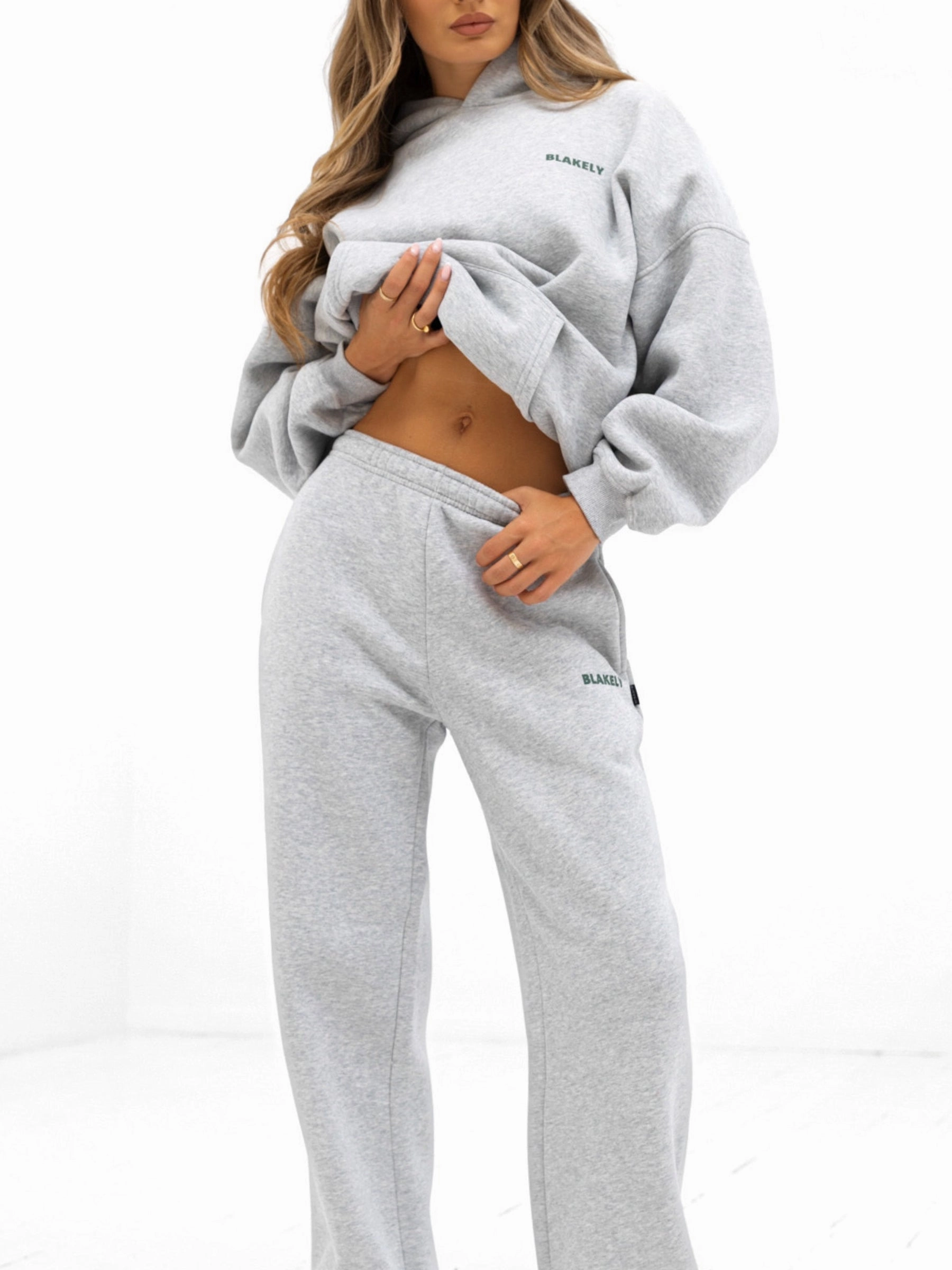 Flattering Comfort Outdoor Use Amelie Wide Leg Sweatpants - Marl Grey