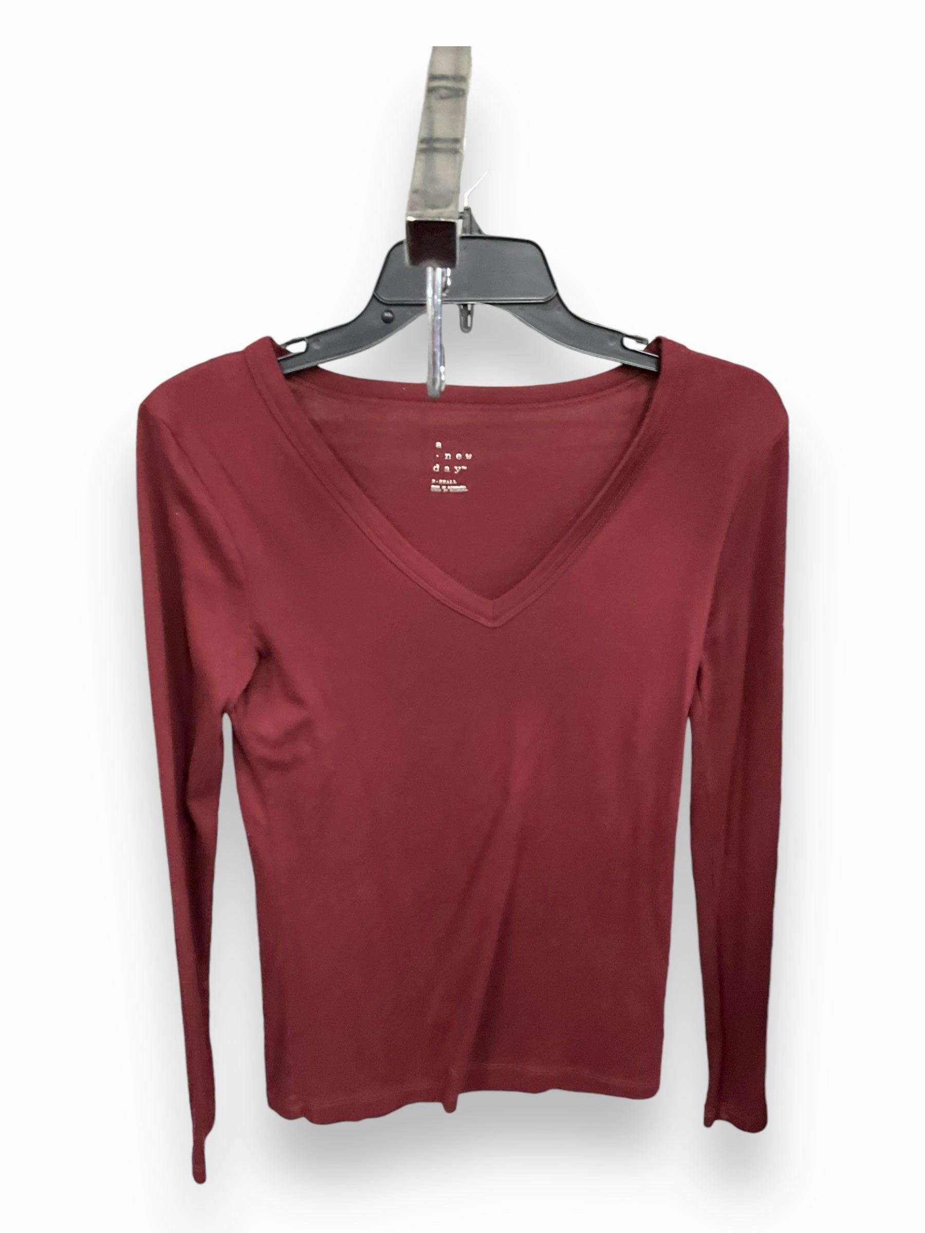 Top Long Sleeve By A New Day In Red, Size: Xs MultiPanelBreathability