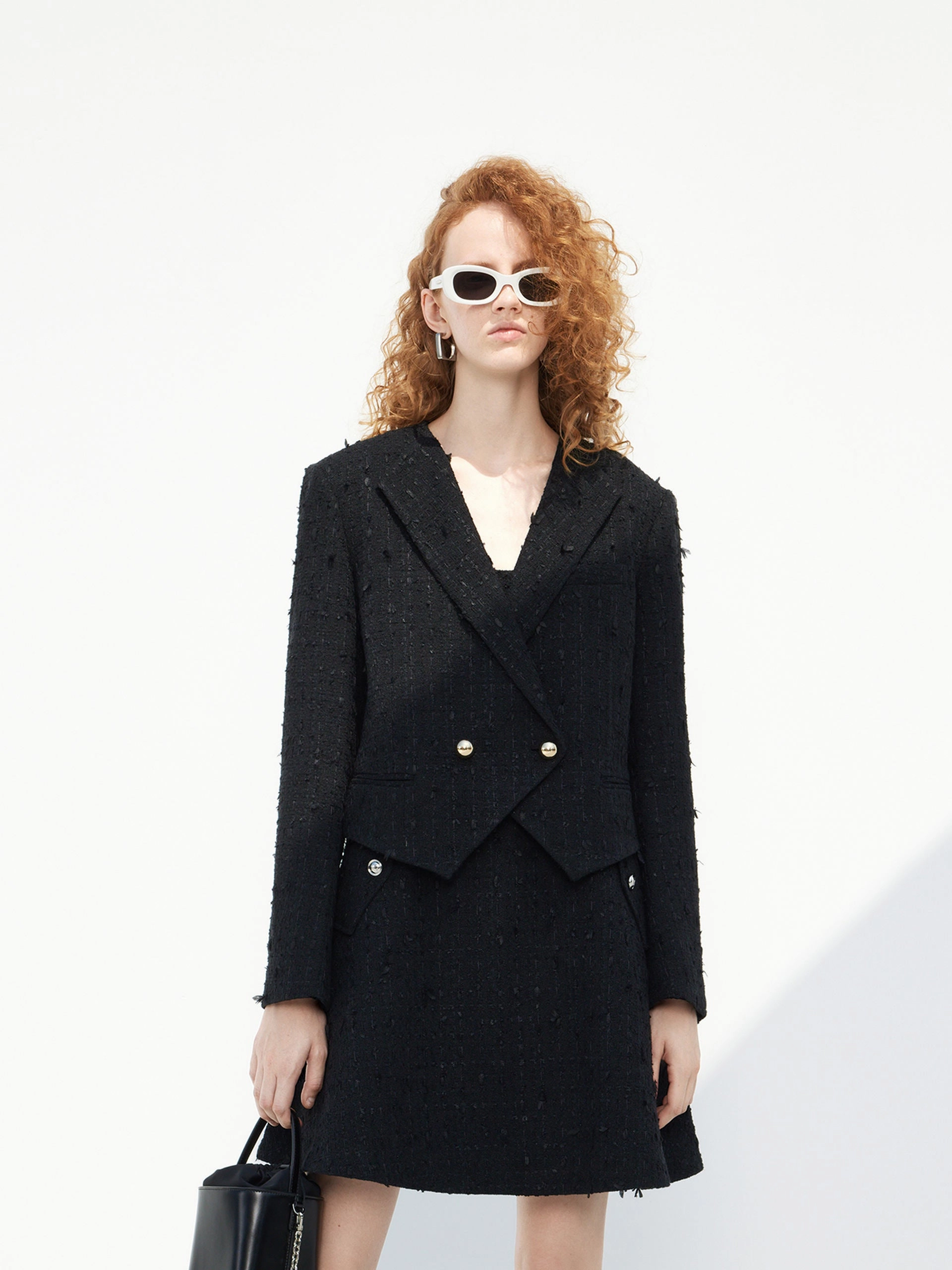 Tension Free Waistband Ergonomic Cut Textured Cropped Jacket