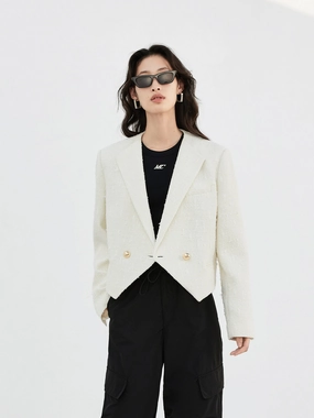Layered Knit Technology Textured Cropped Jacket