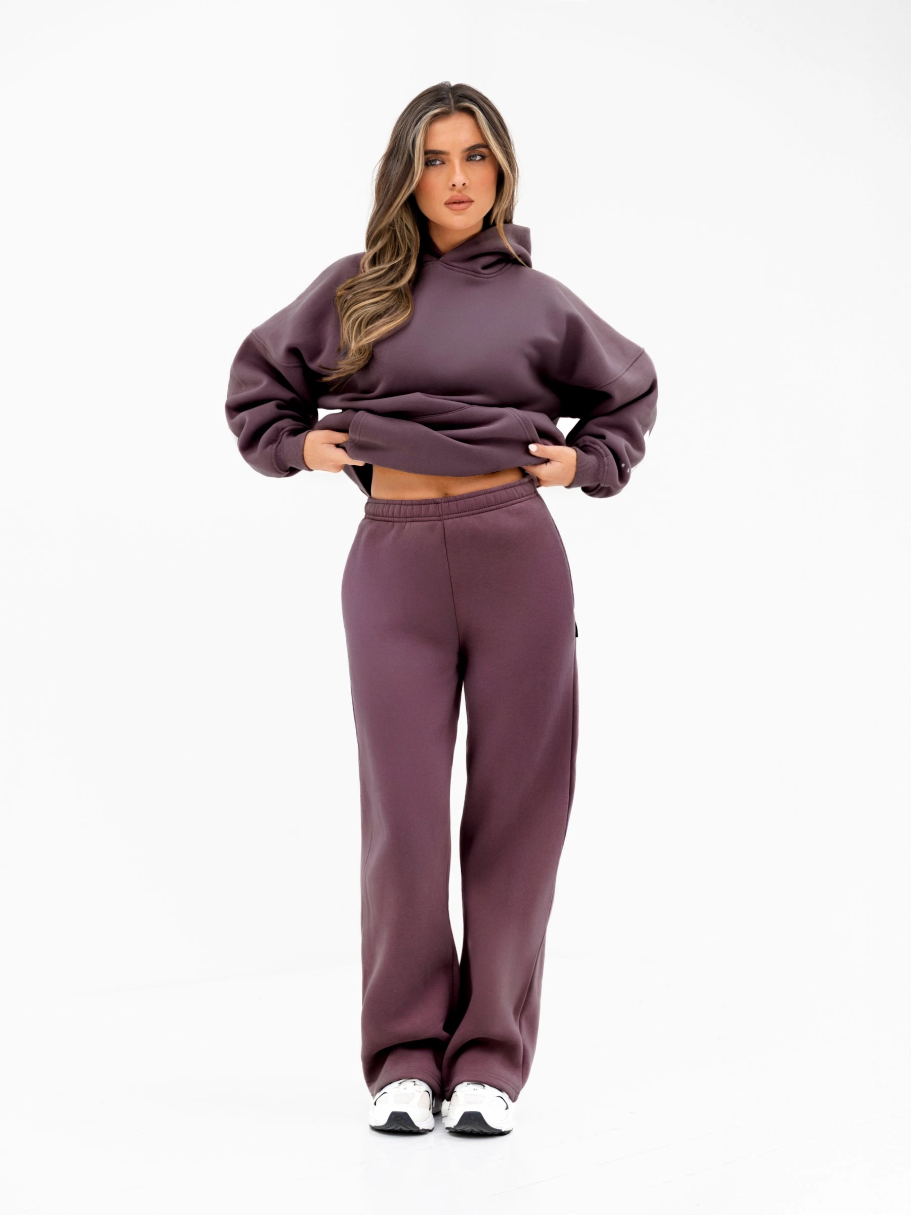 Isabel Wide Leg Sweatpants - Light Plum Smooth zipper closure