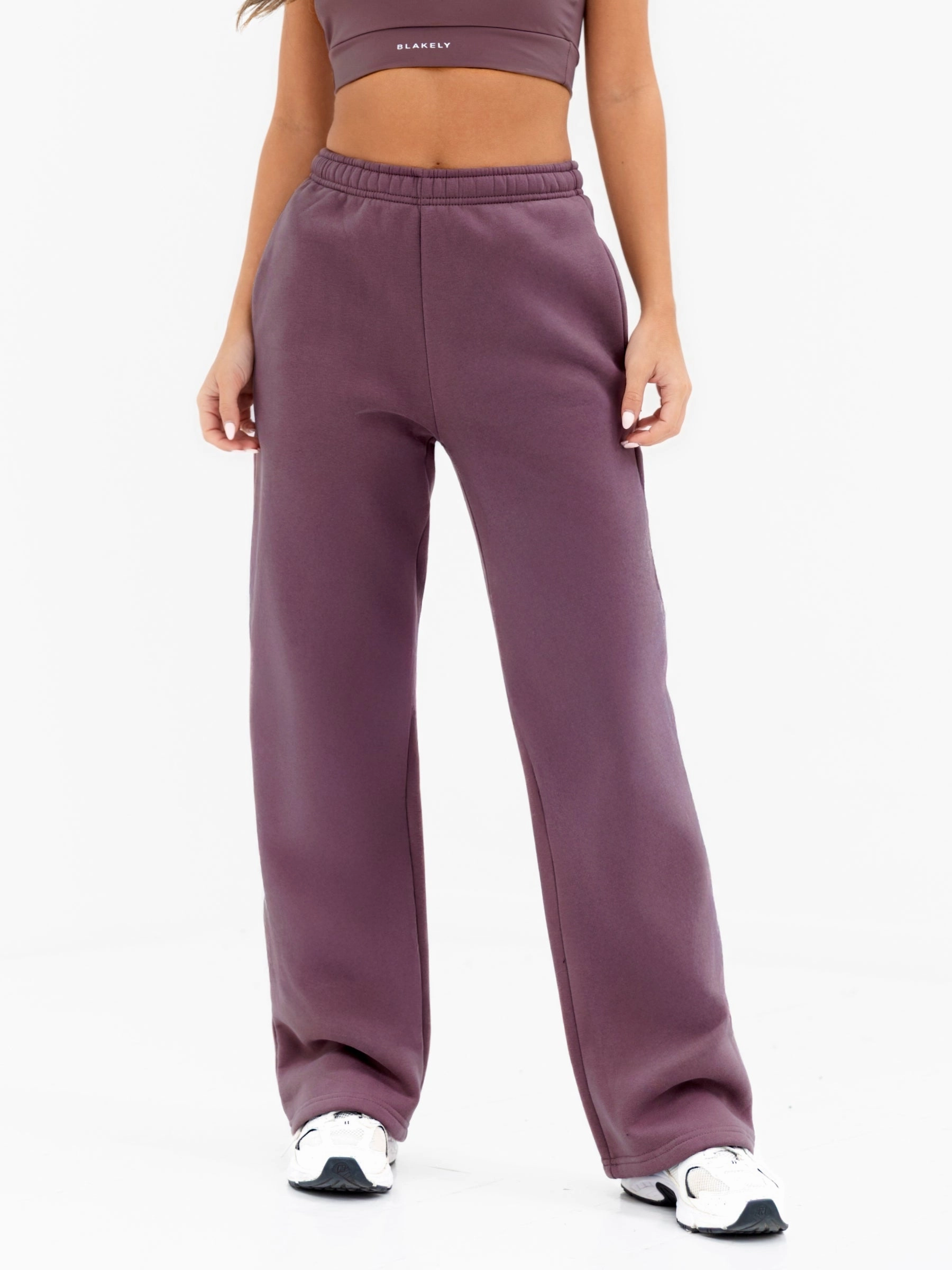 Abrasion Resistant Fabric Isabel Wide Leg Sweatpants - Light Plum
