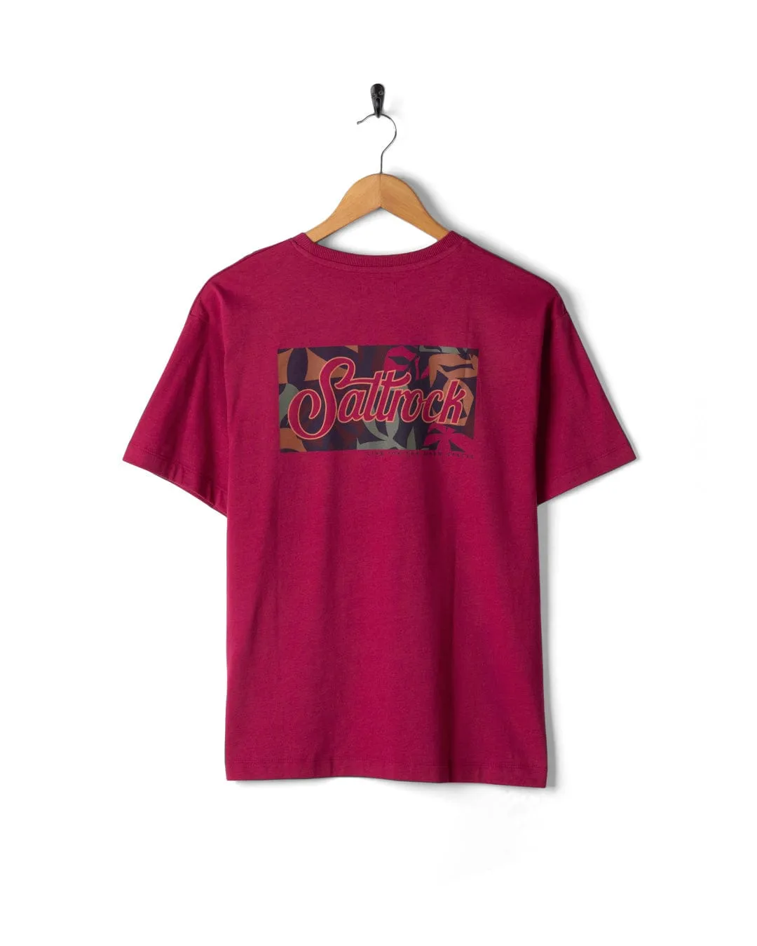 Trader Floral - Womens Oversized Short Sleeve T-Shirt - Dark Pink GarmentDyedTexture