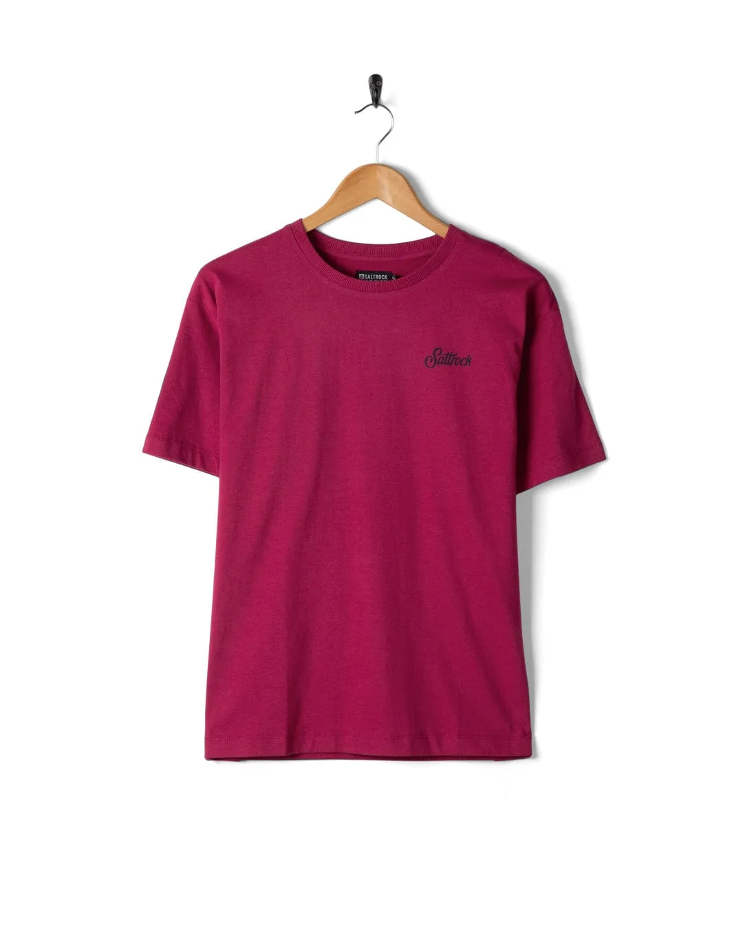 Subtle Details Relaxed Comfort Fit Trader Floral - Womens Oversized Short Sleeve T-Shirt - Dark Pink