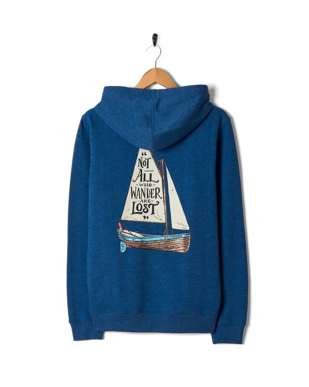 Lost Ships - Mens Pop Hoodie - Blue Marl Comfy Fit Design Comfort Knitwear