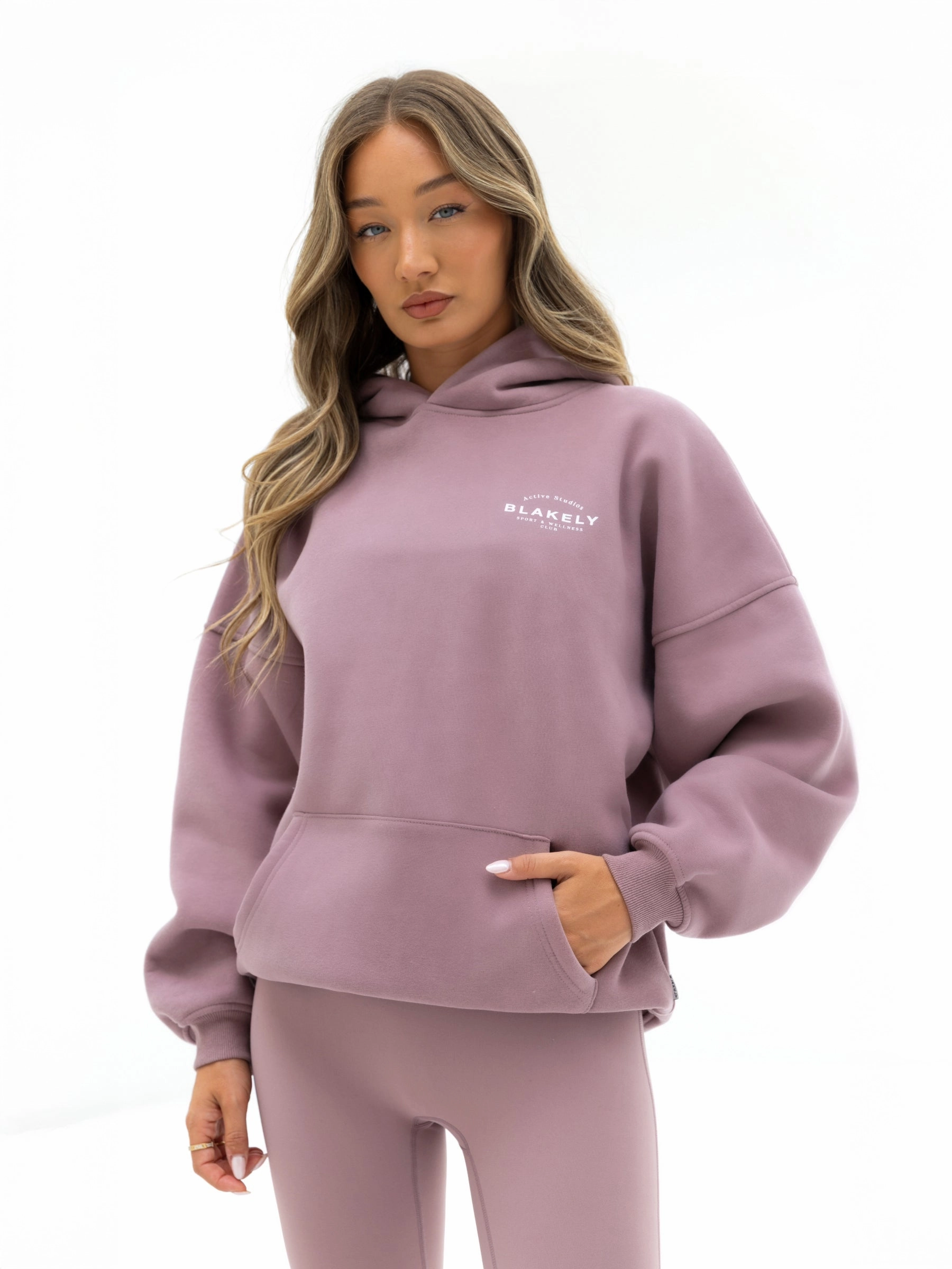 Active Studios Oversized Hoodie - Dusty Pink Fringe details Student Life