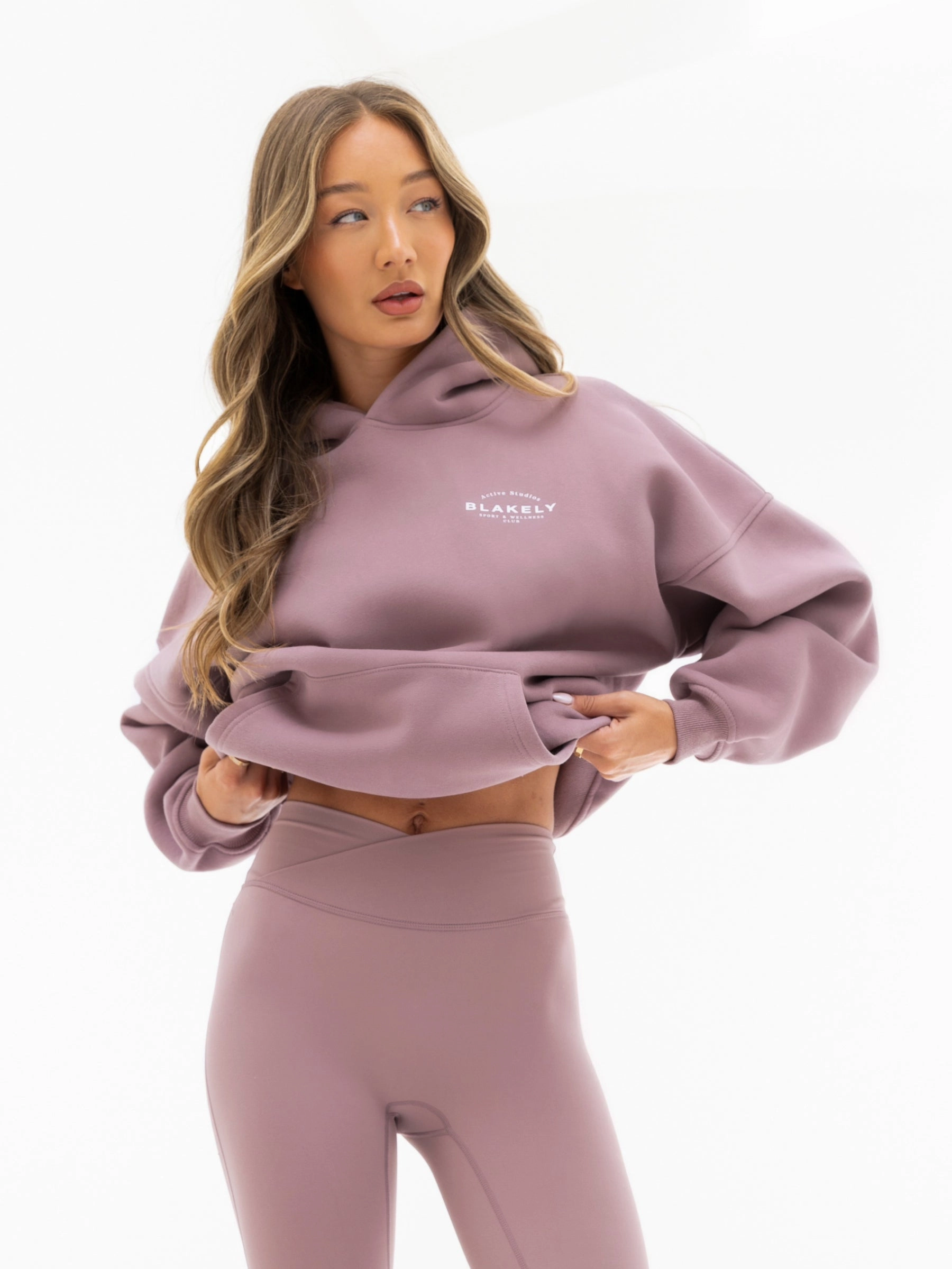 Four Way Stretch Material Active Studios Oversized Hoodie - Dusty Pink