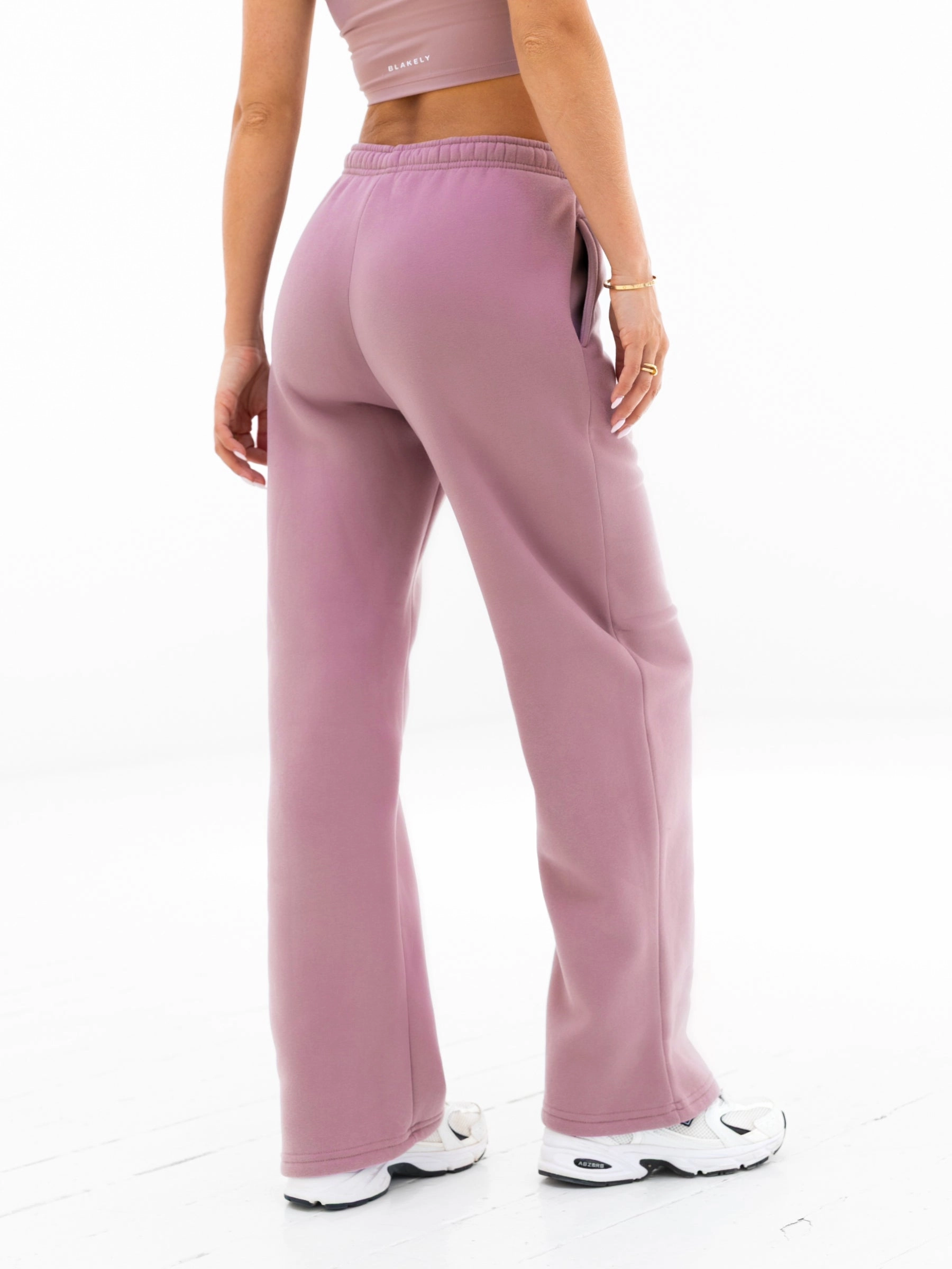 Active Studios Wide Leg Sweatpants - Dusty Pink Plaid detail