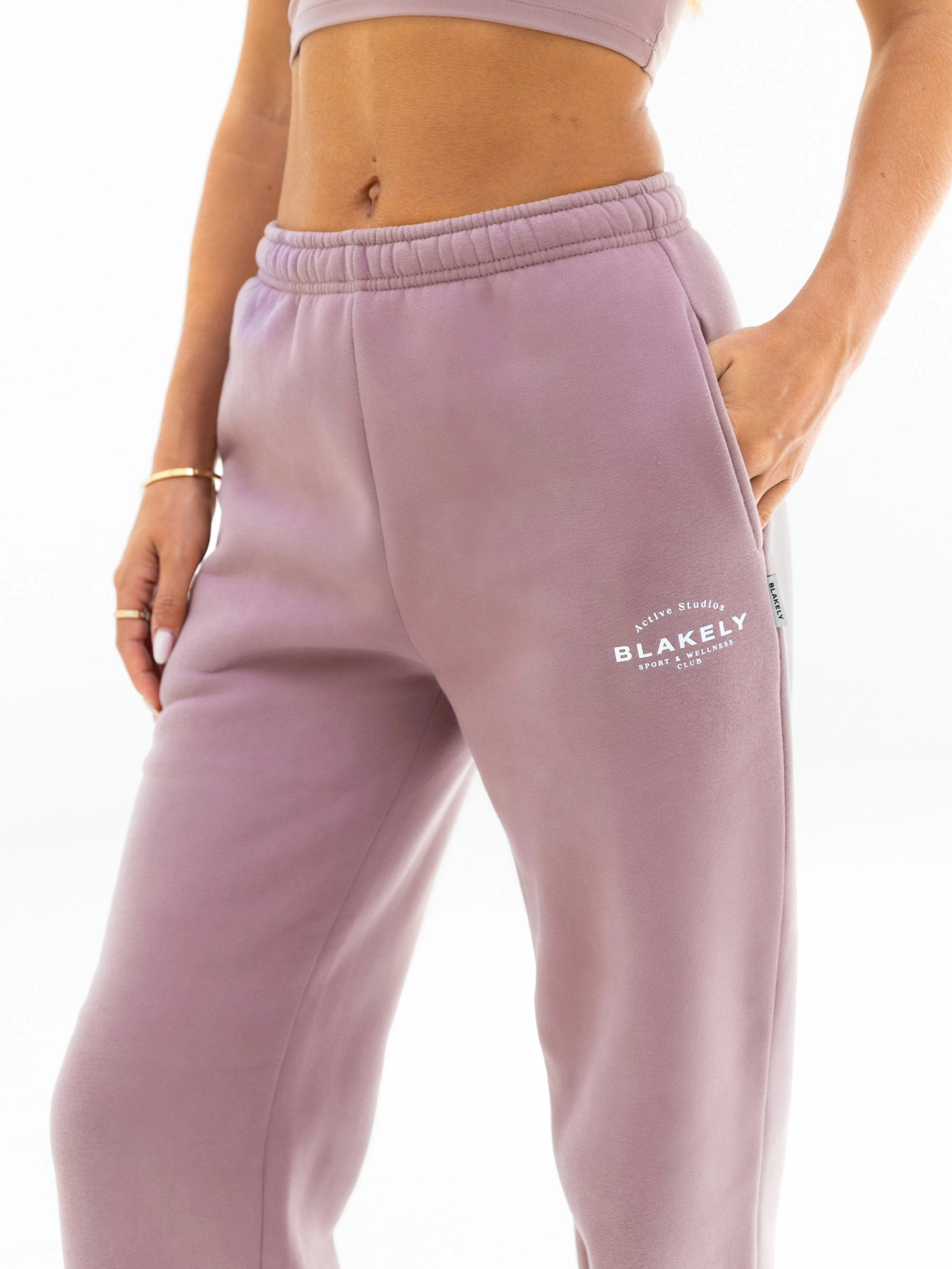 Active Studios Wide Leg Sweatpants - Dusty Pink Relaxed Waist