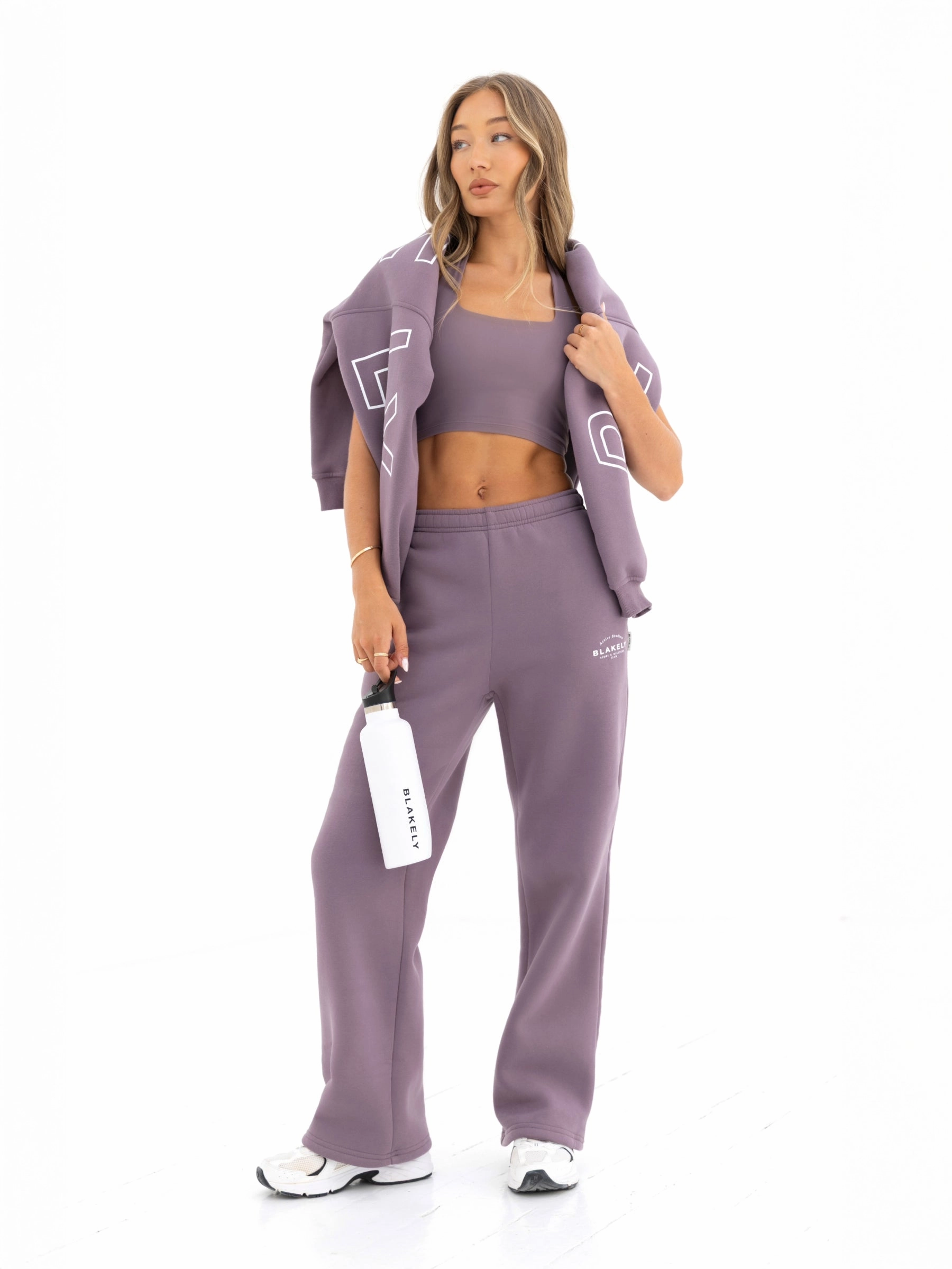 Active Studios Wide Leg Sweatpants - Grape Chic casual Versatile Layering