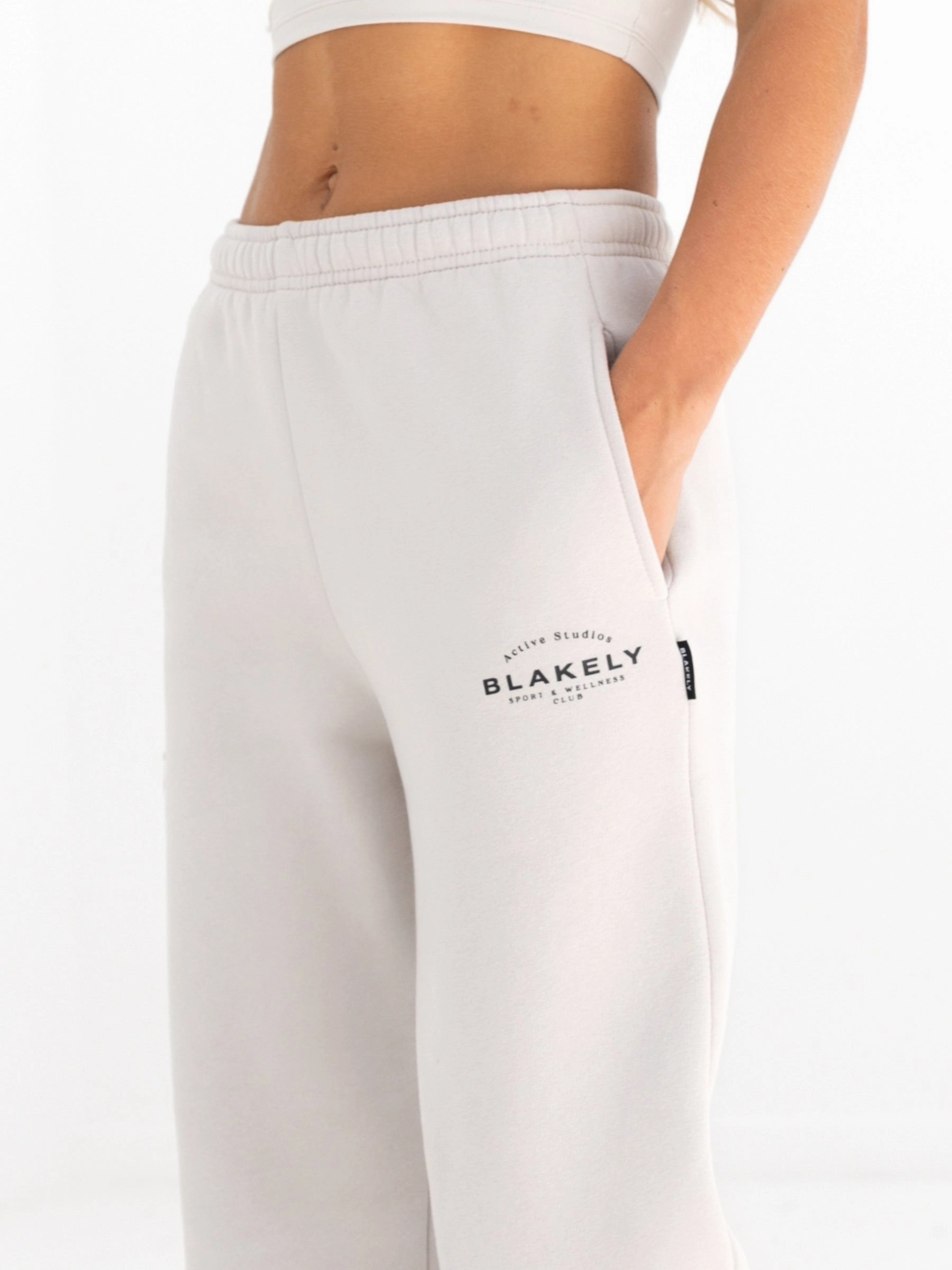 Active Studios Wide Leg Sweatpants - Ivory Low Rise Fit