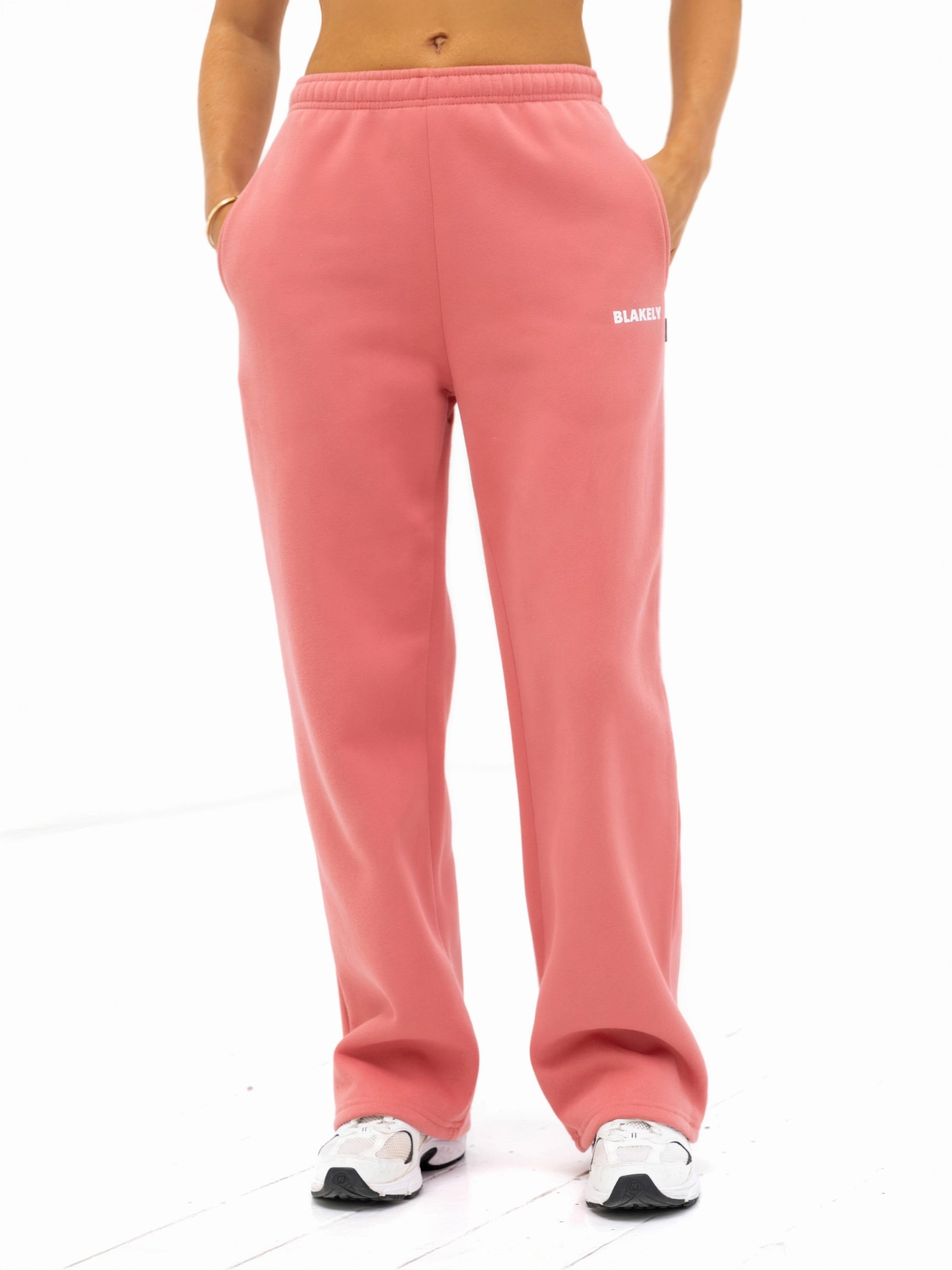 Amelie Wide Leg Sweatpants - Sunrise Coral Adjustable drawstring Simple Cut