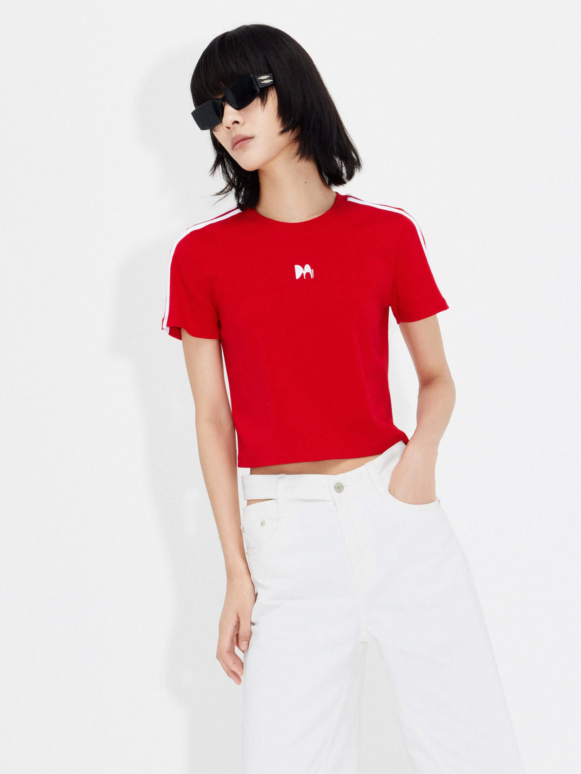 Tagless Labeling Anti Pilling Treatment Cropped Logo Print T-shirt