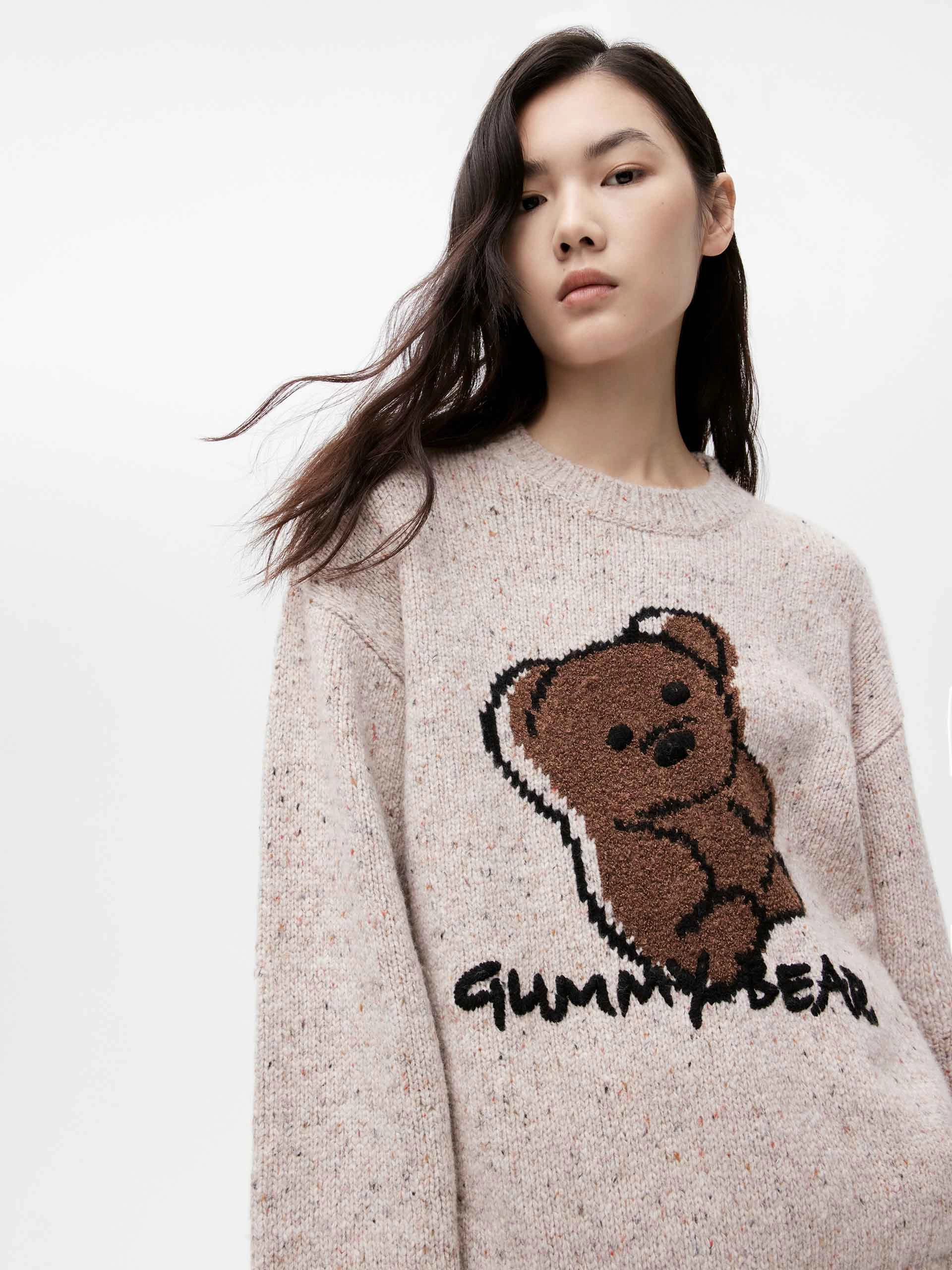Oversized Wool-blend Cartoon Pullover Flatlock stitching Dynamic Flex Panels