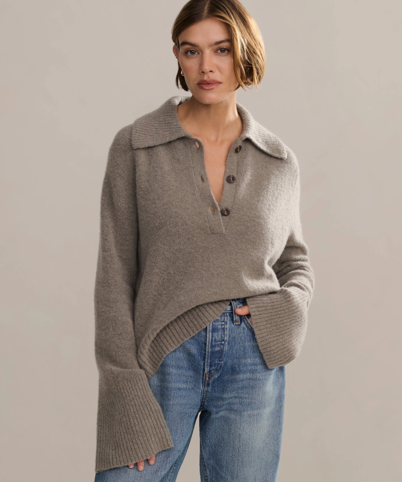 Quick Dry Weave Cashmere Stevie Polo