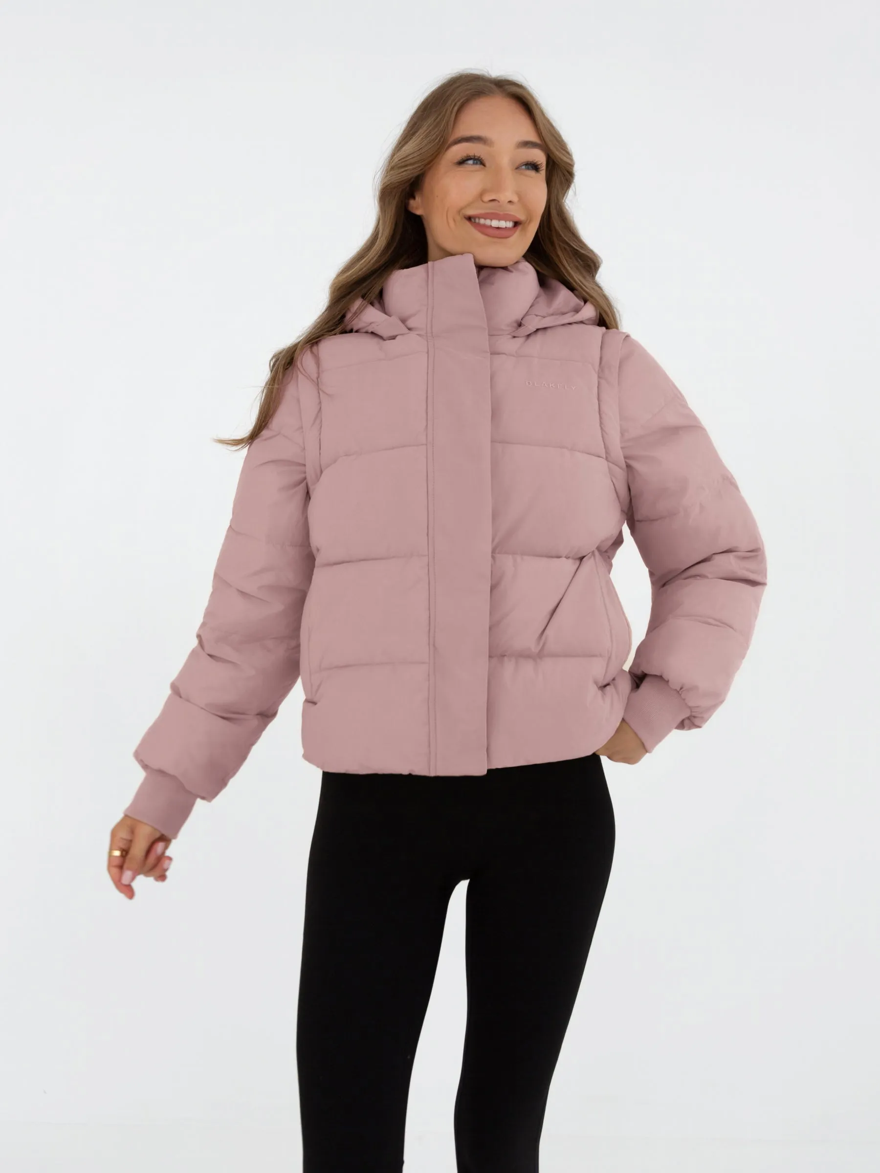 Multiway Puffer Coat 2 - Pink ElasticWaistband Versatile Layering Weight