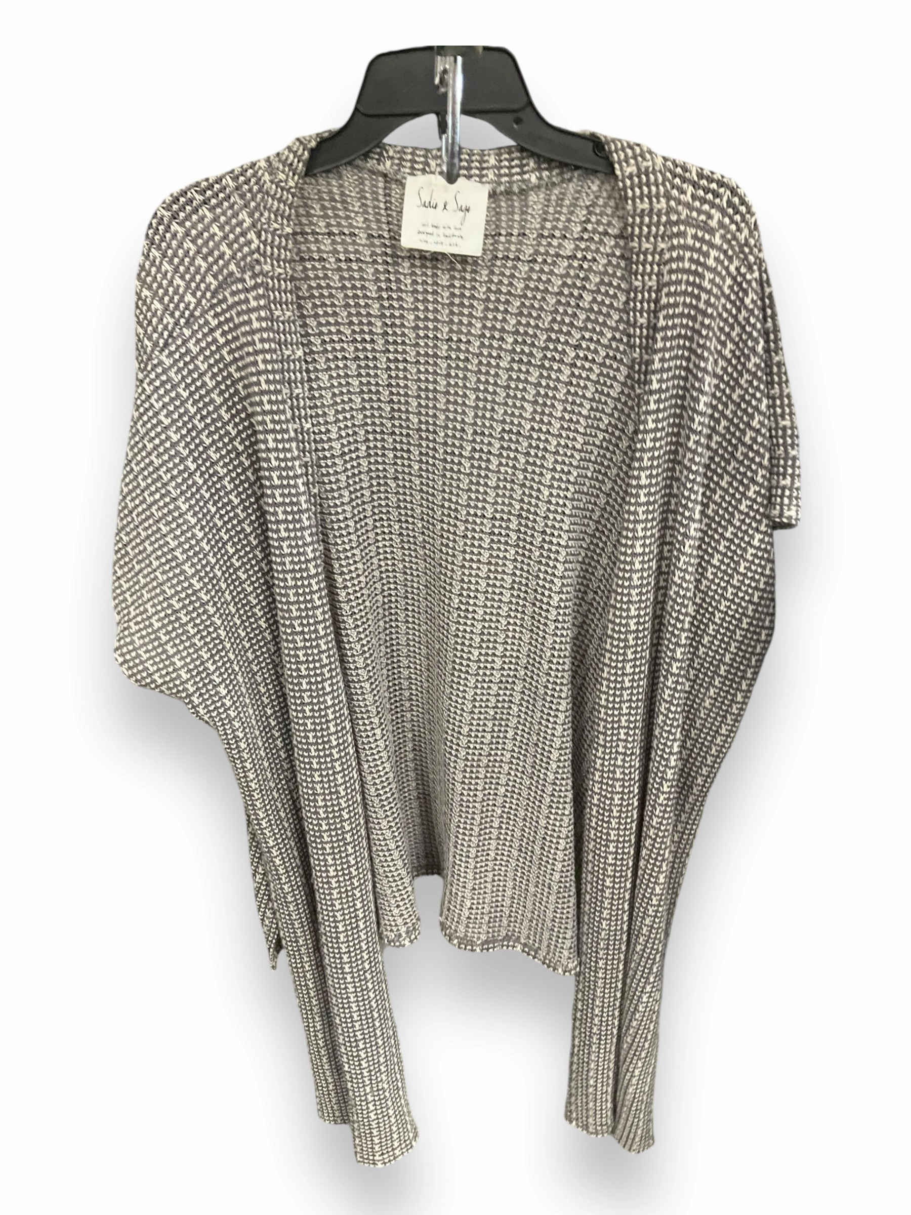 Cardigan By Clothes Mentor In Grey & White, Size: Osfm Odor Control Finish