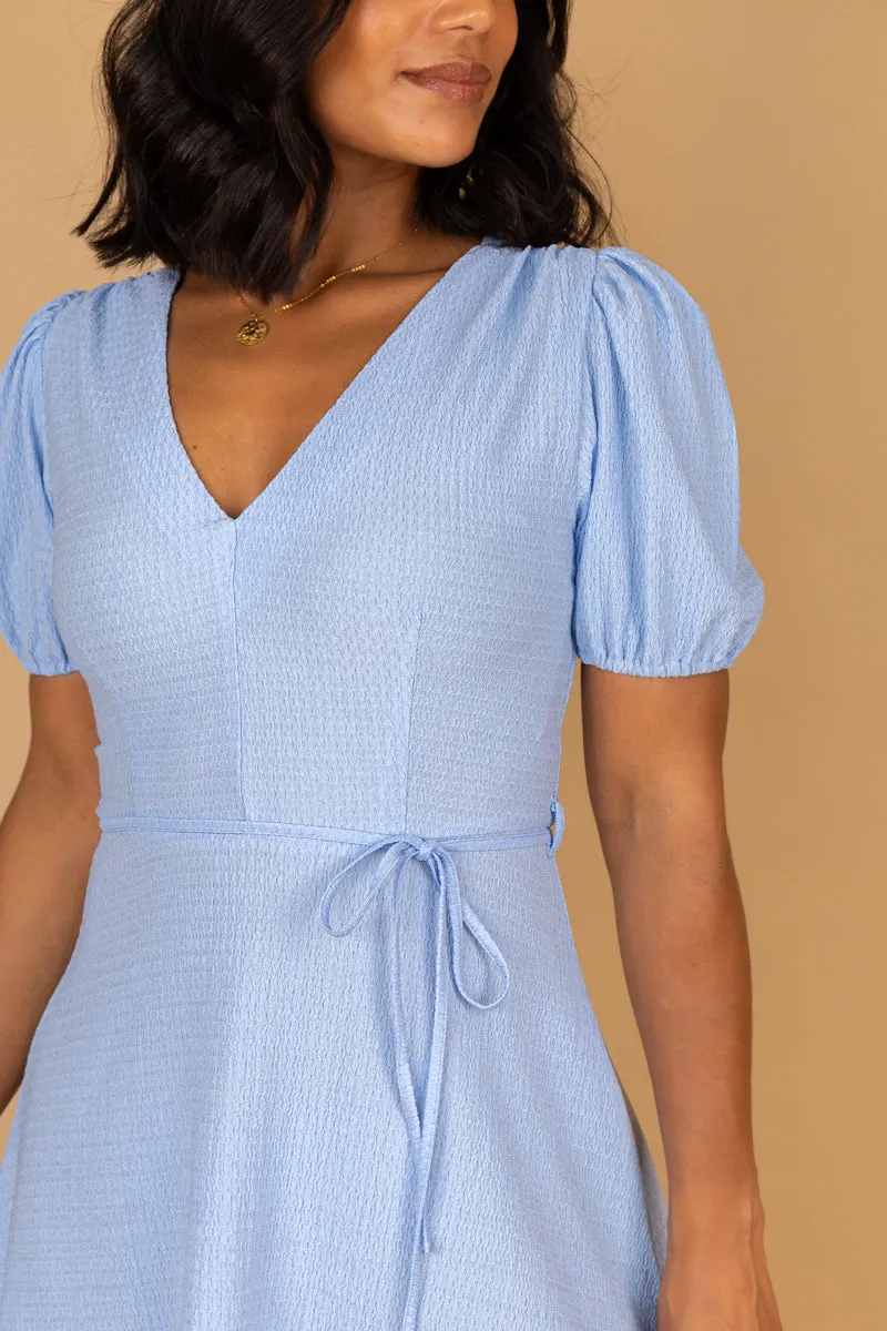Work Vibes Bold Touch Alisa Pale Blue Skater Dress