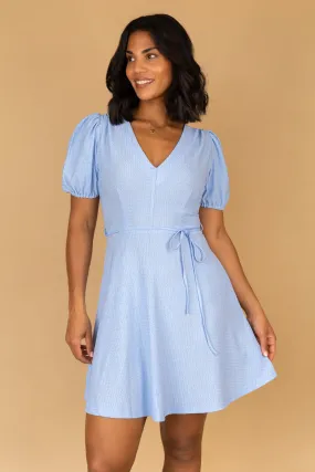 Clean Stitch Chic and Cozy Wear Alisa Pale Blue Skater Dress