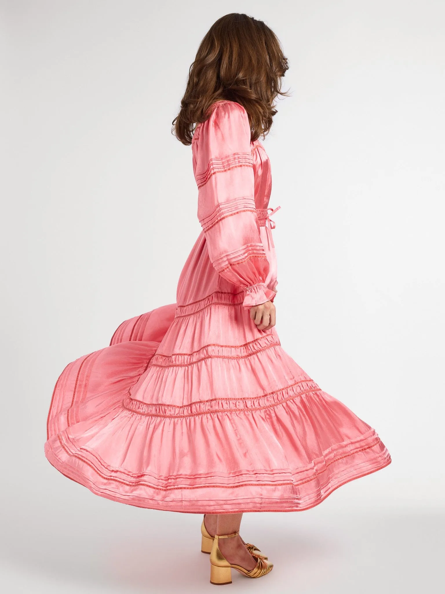 Alessandra Dress in Camellia Subtle Touch Square-Neck