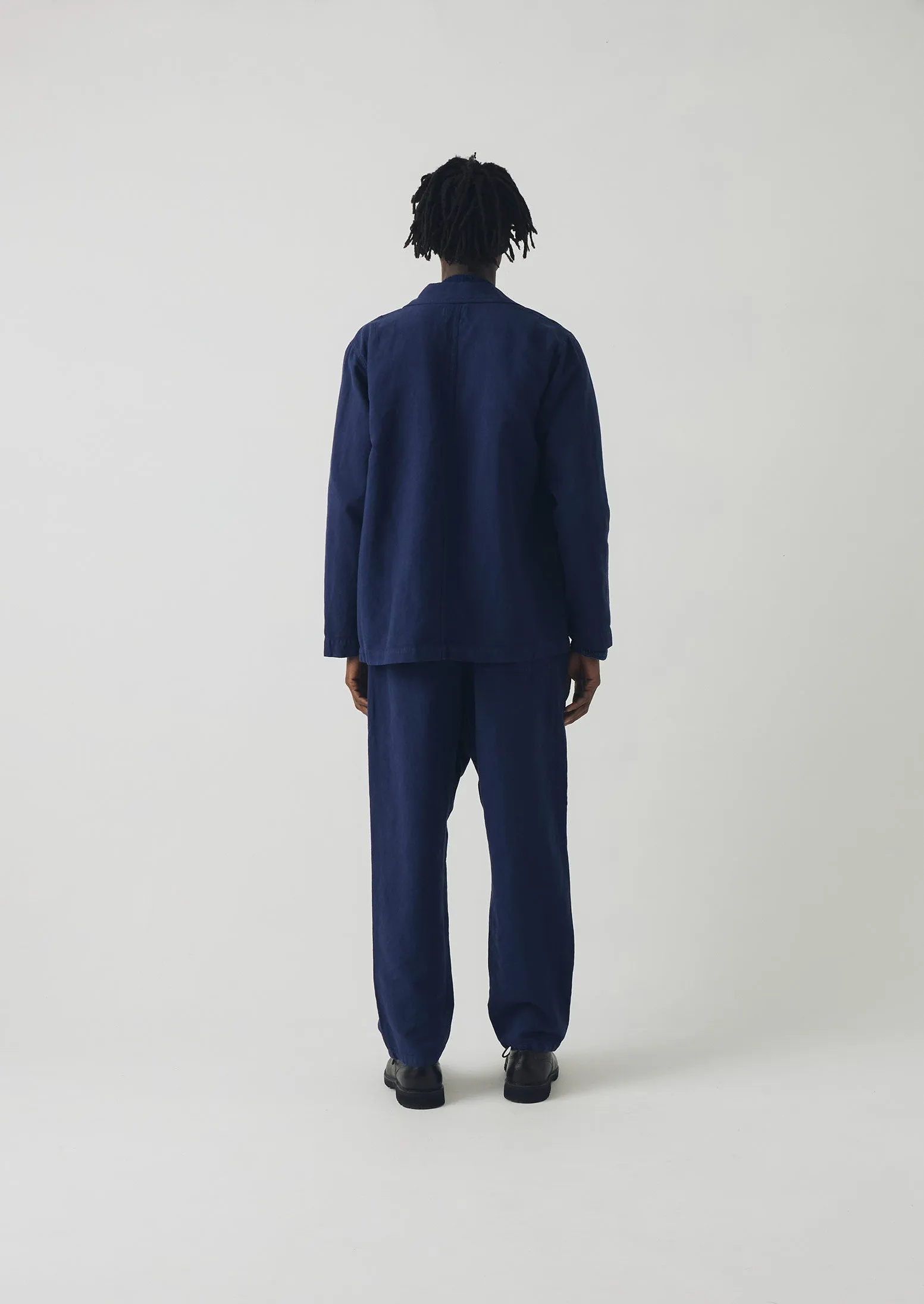 Laser Cut Edges Minimal Design Alfie Garment Dyed Herringbone Pants | Dark Indigo