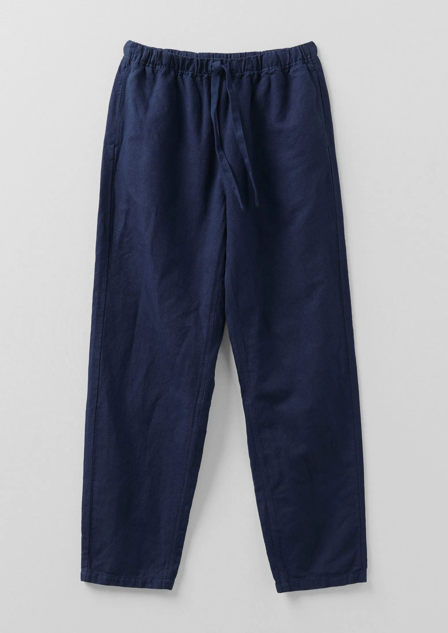 Alfie Garment Dyed Herringbone Pants | Dark Indigo Bootcut shape