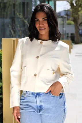 Soft Lined Interior Alice Cream Buttoned Blazer