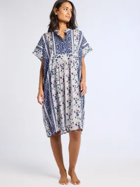 Playa Caftan in Navy Floral Crystal-Detail