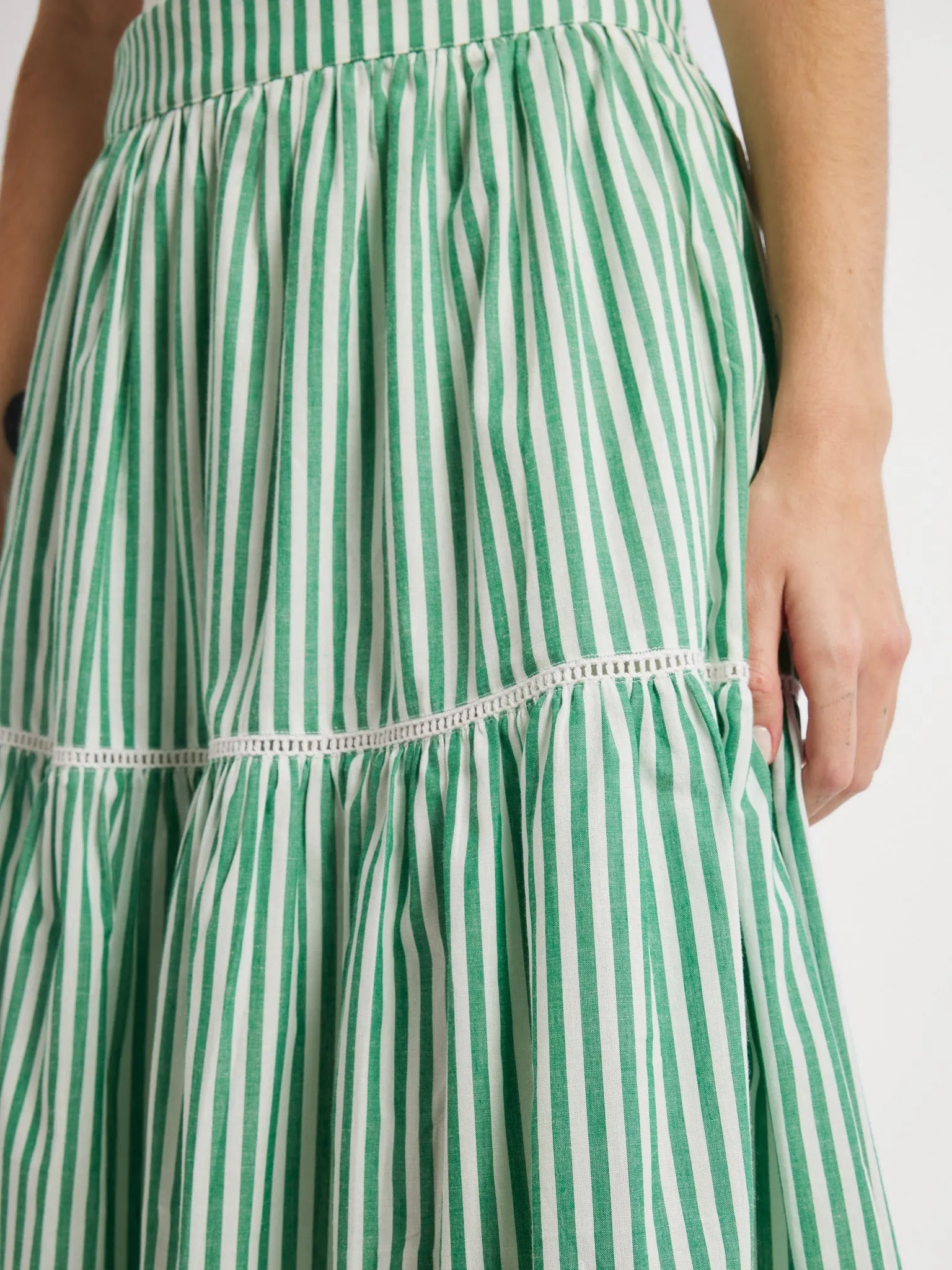 Sophisticated Mood High low hem Betty Skirt in Kelly Stripe
