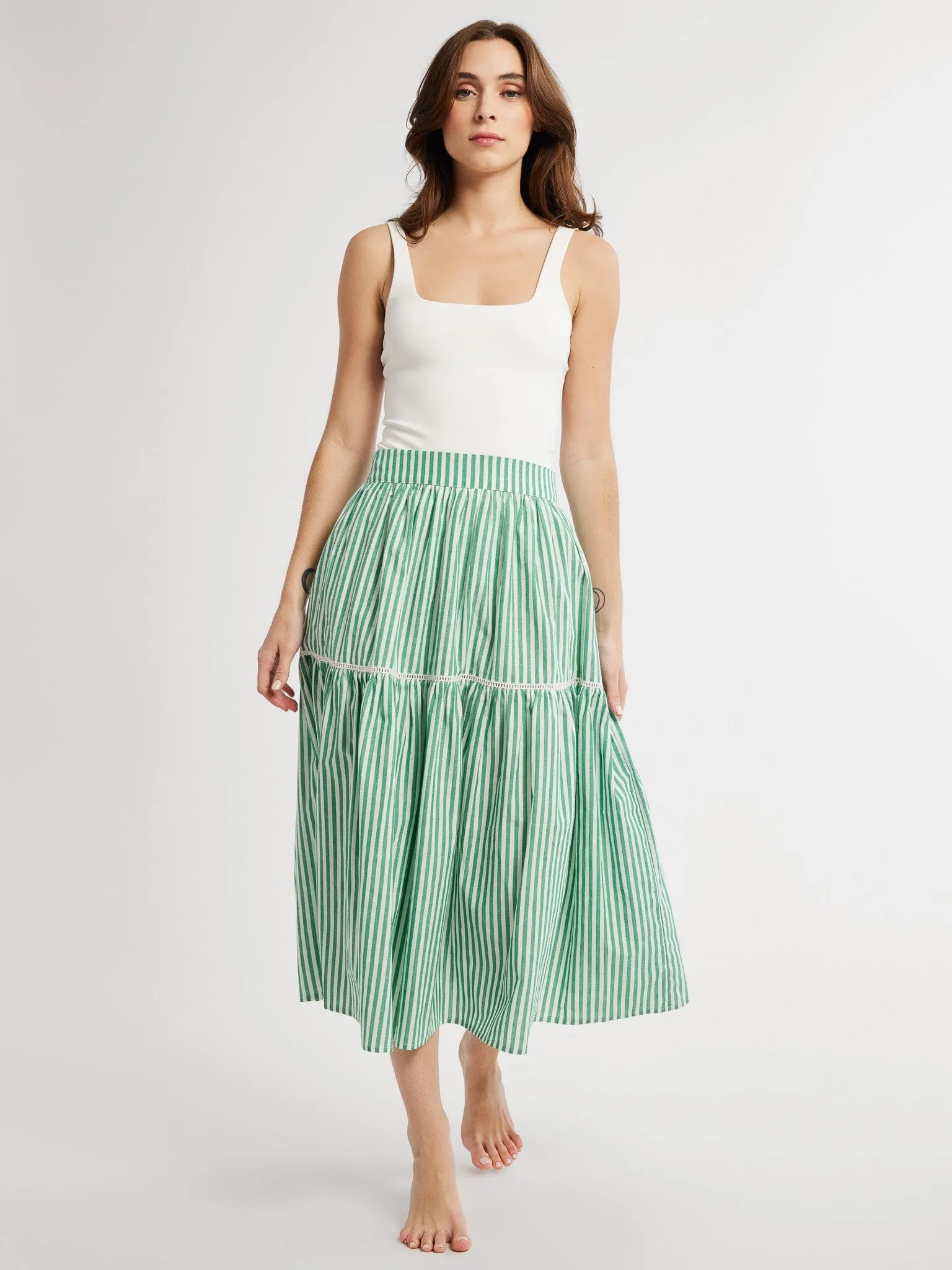 Daily Favorite Neat Fit Betty Skirt in Kelly Stripe