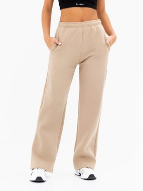 anti slip grip Casual Comfort Isabel Wide Leg Sweatpants - Tan