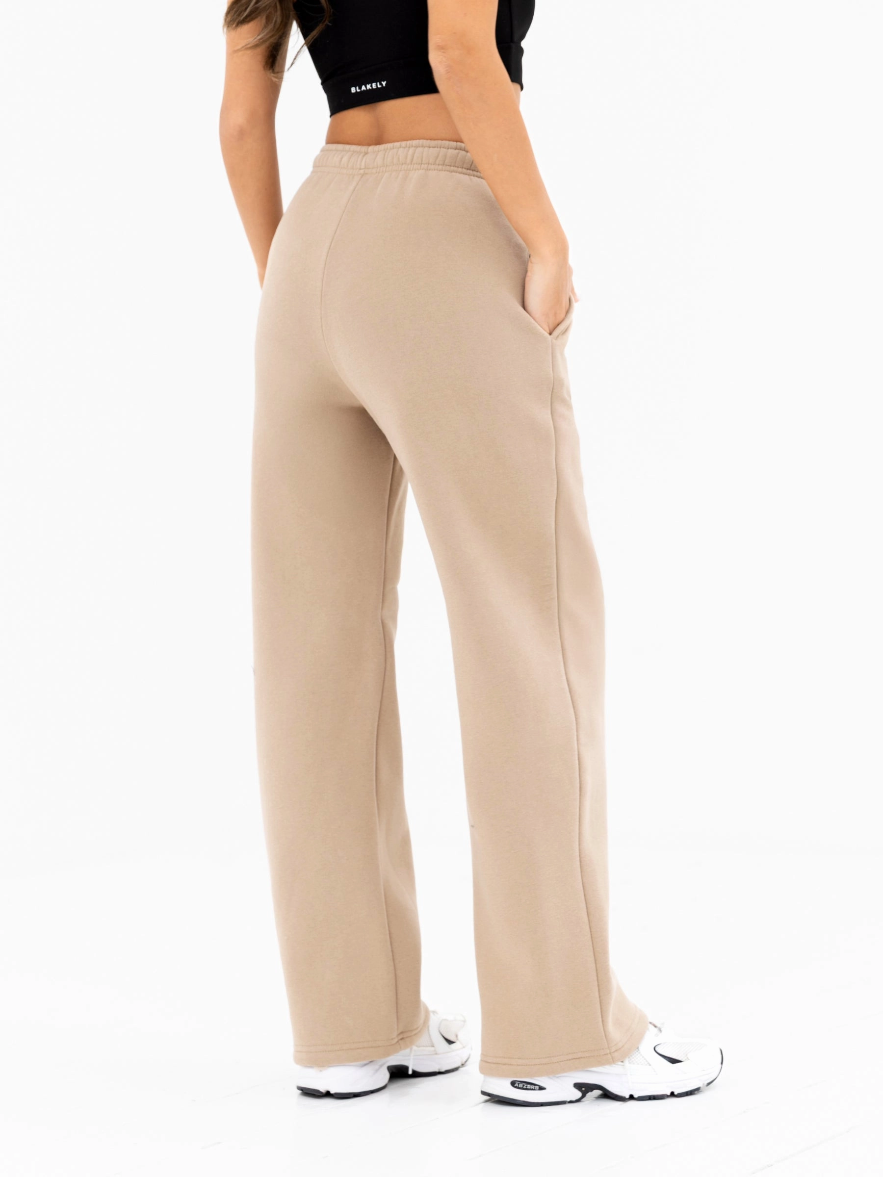 Compact Fit Ultra Soft Blend Isabel Wide Leg Sweatpants - Tan