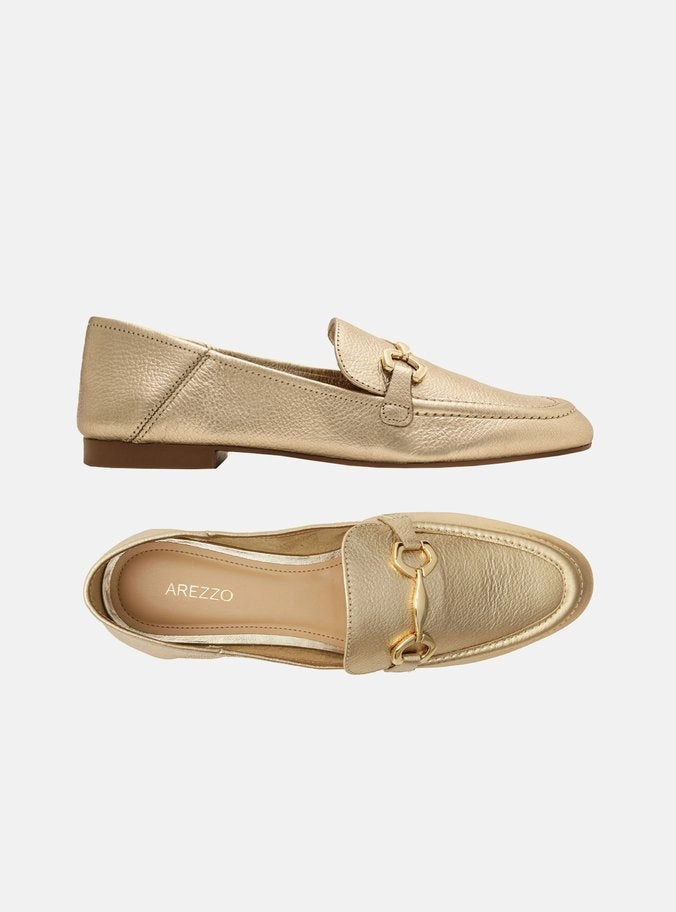 Emma Gold Leather Loafer Quick Go