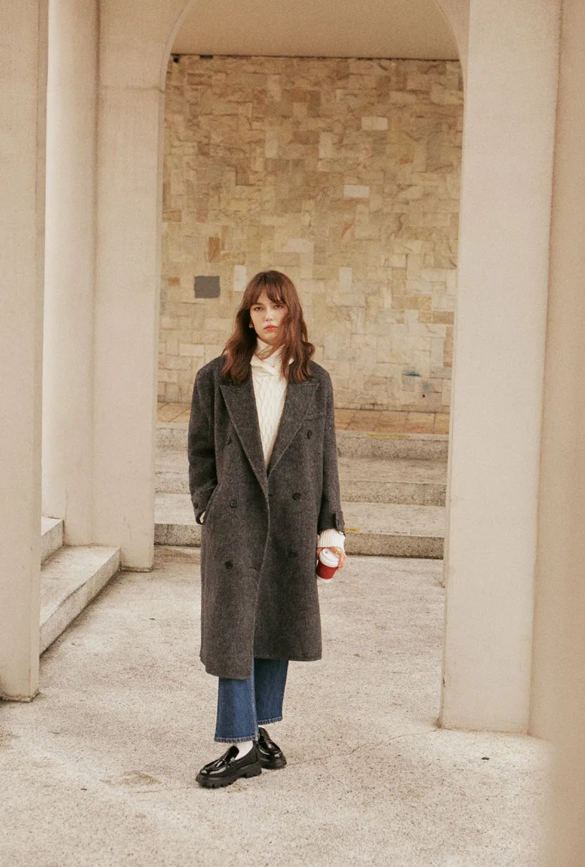 Universal Fit Framework Allister Oversized Wool Coat - Charcoal