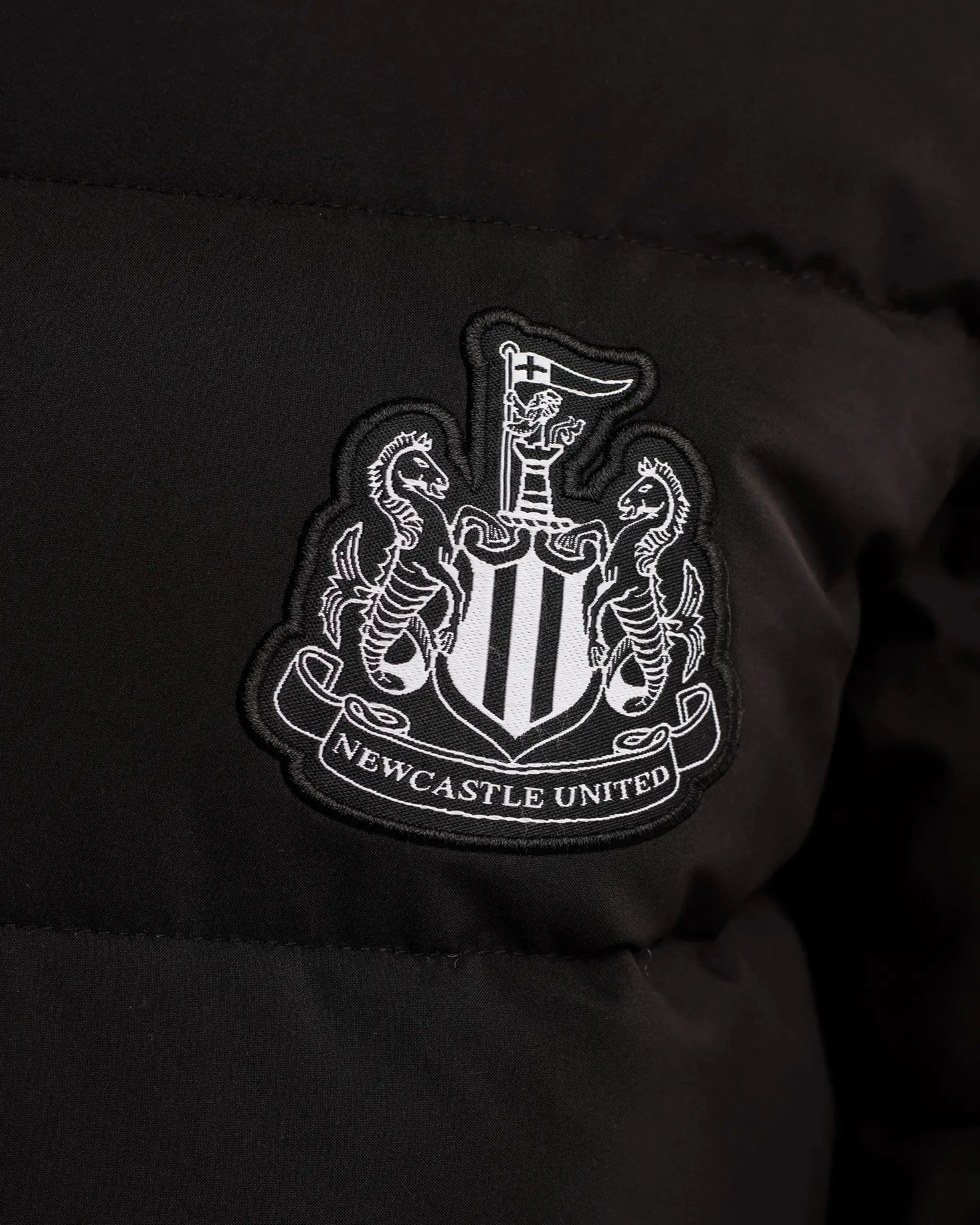 Newcastle United Men's Black Short Puffer Jacket Eco Certified Textiles Cozy Comfort