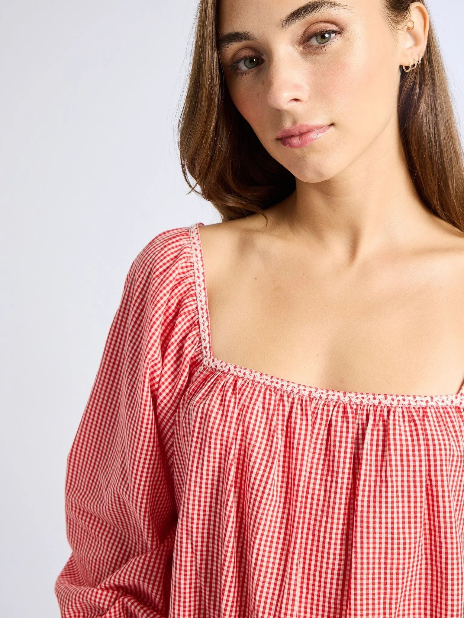 Alma Dress in Red Gingham Work Ready Full Coverage