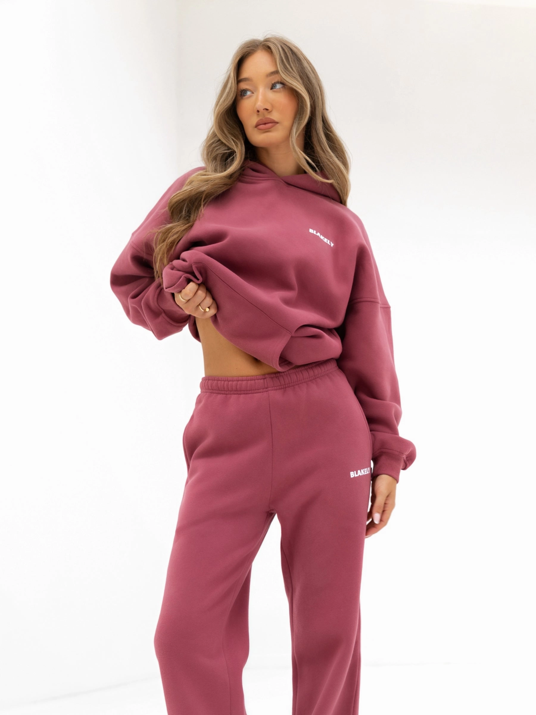 Amelie Oversized Hoodie - Dark Pink Light Stretch