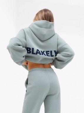 Amelie Oversized Hoodie - Mineral Blue Two Way Zipper