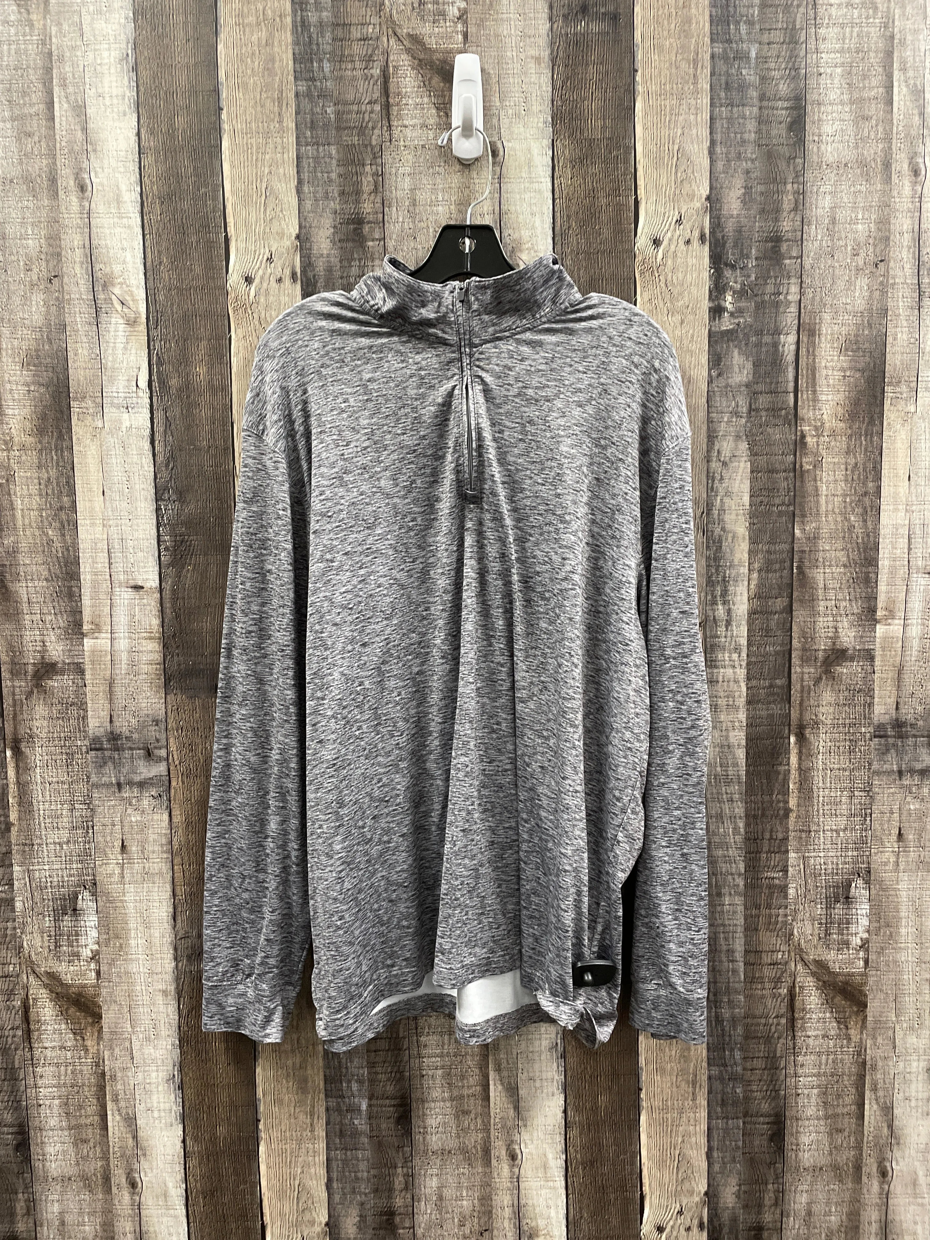 RelaxedFit TactileWeave Athletic Top Long Sleeve Crewneck By Cme In Grey, Size: Xl