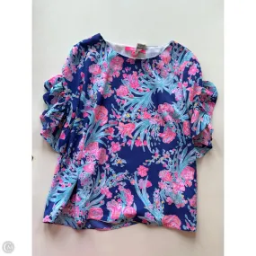 Round neck simplicity Top Short Sleeve Designer By Lilly Pulitzer In Blue, Size: Xs