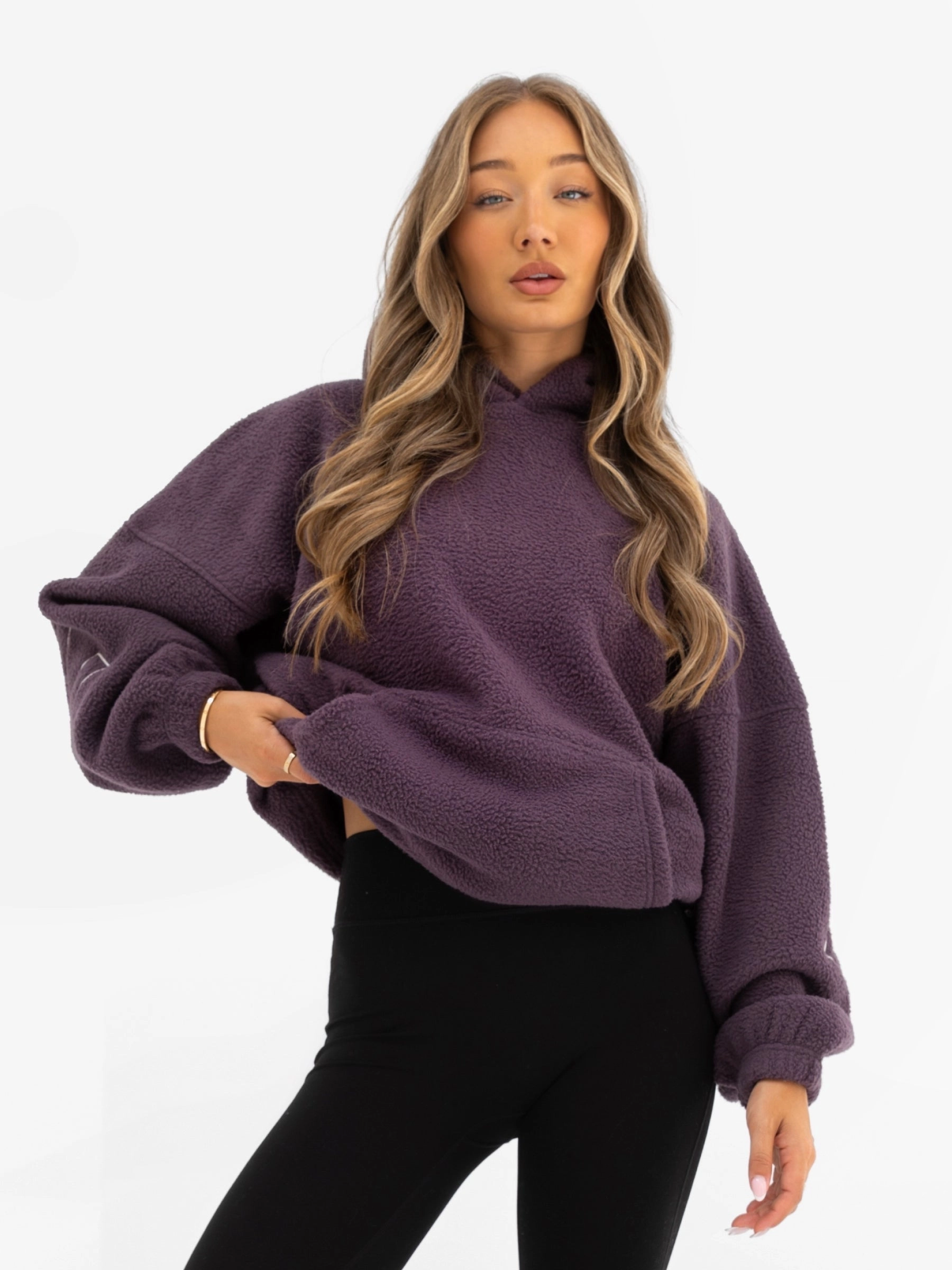 Holiday Edition Sporty Look Borg Isabel Oversized Hoodie - Plum