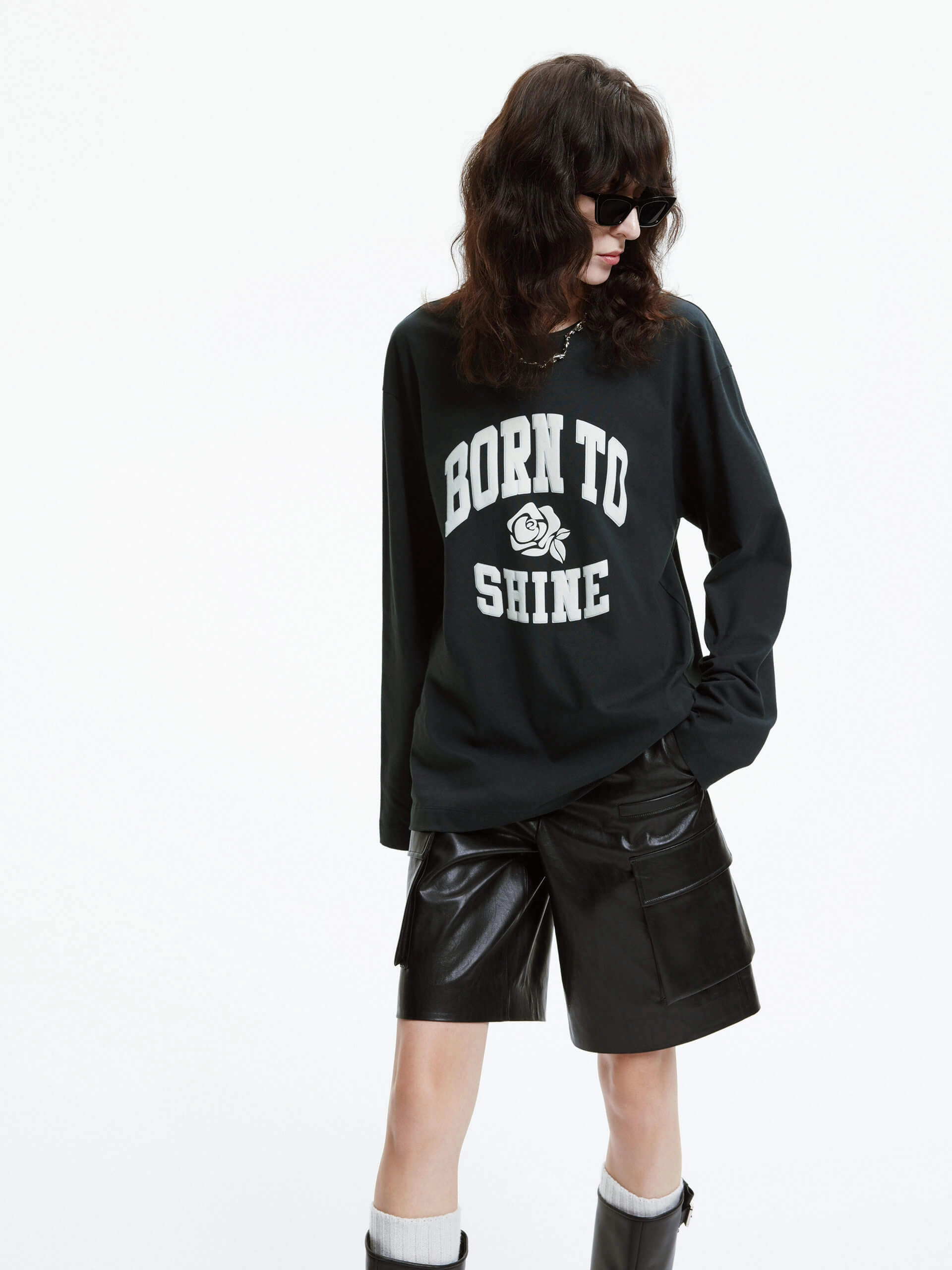 Long Sleeve Letter Print T-shirt Quick Release Fabric