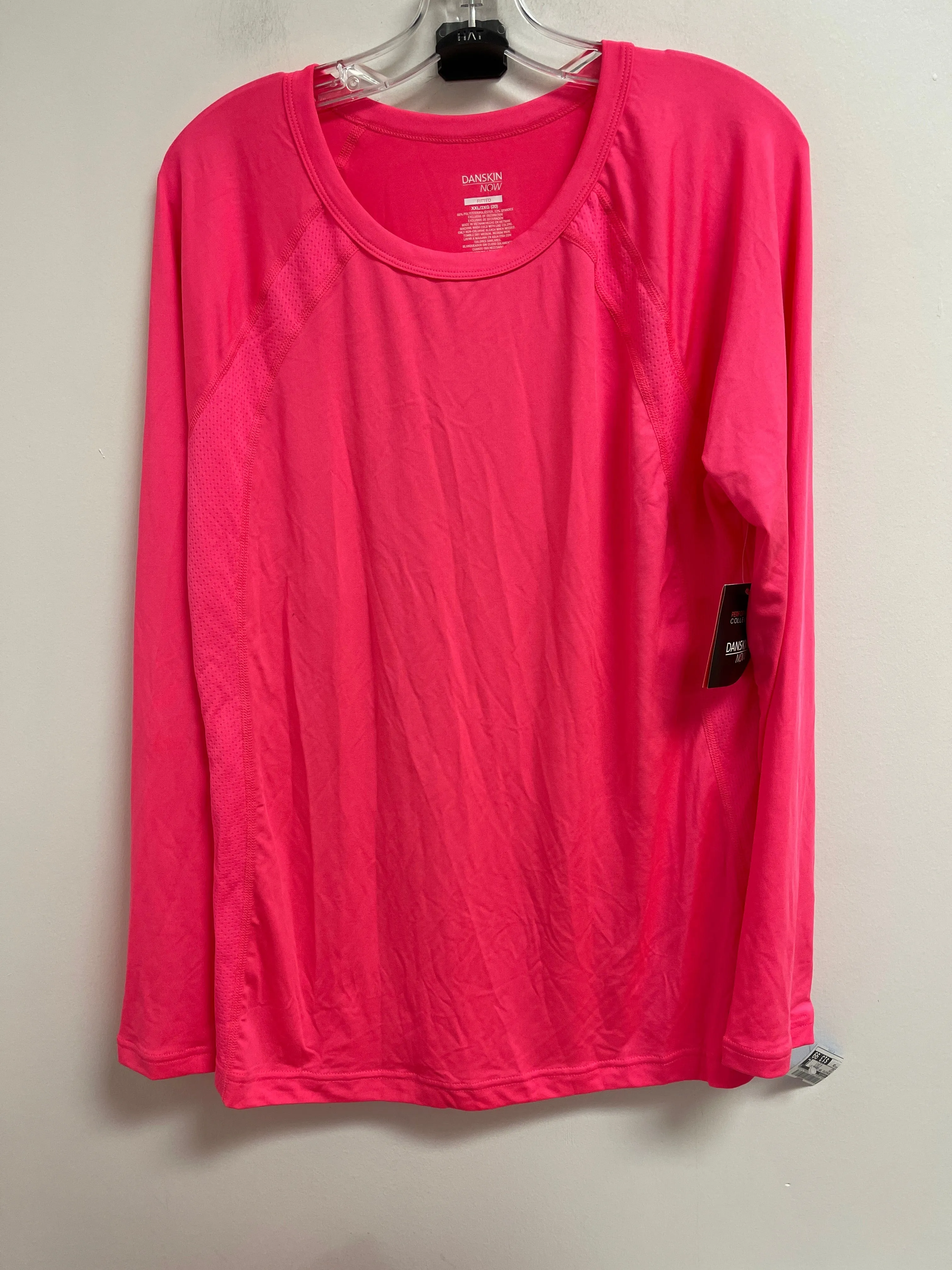 Tagless Comfort Collar Athletic Top Long Sleeve Collar By Danskin In Pink, Size: 2x